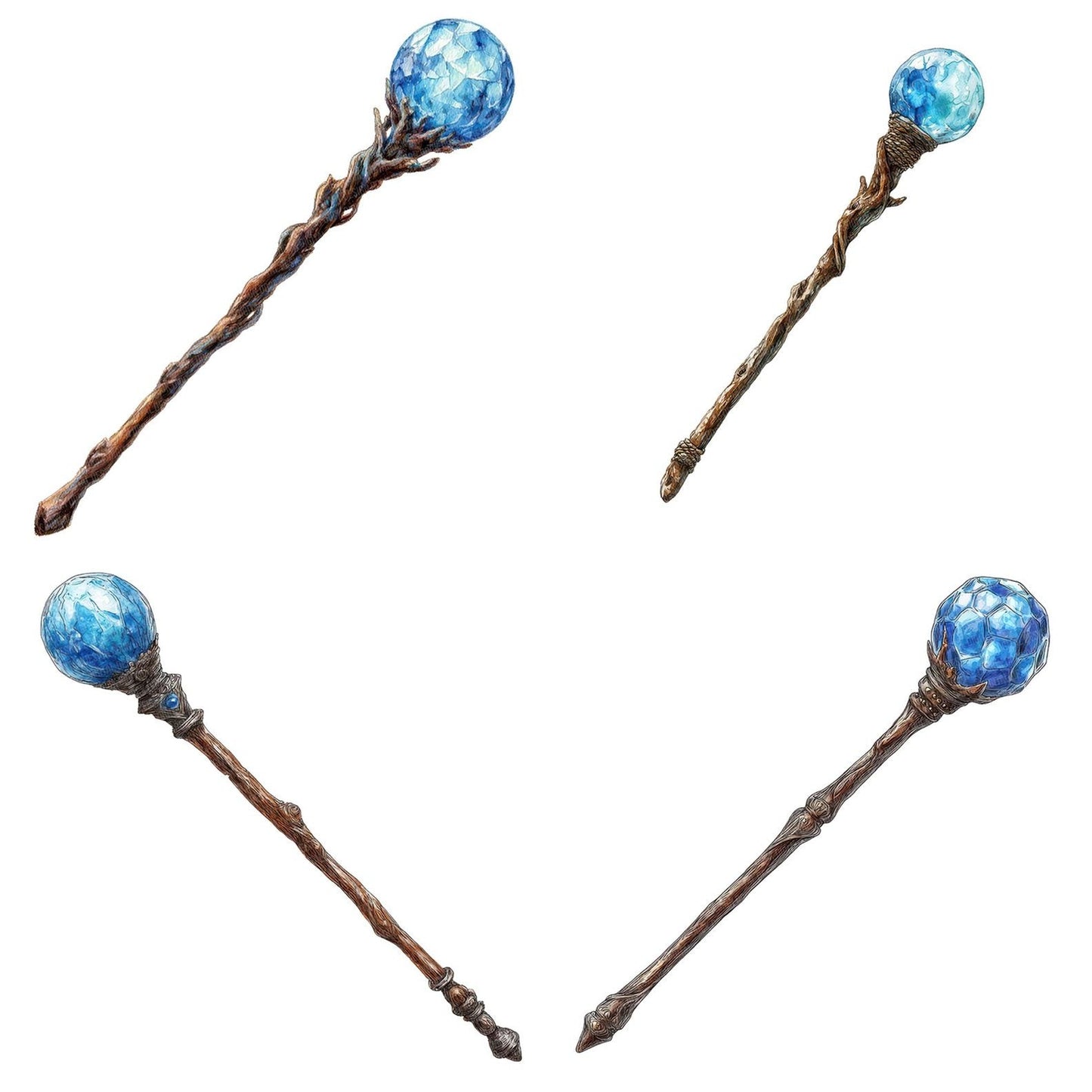 Watercolour Wizard Staff Clipart Set (DDD007428)
