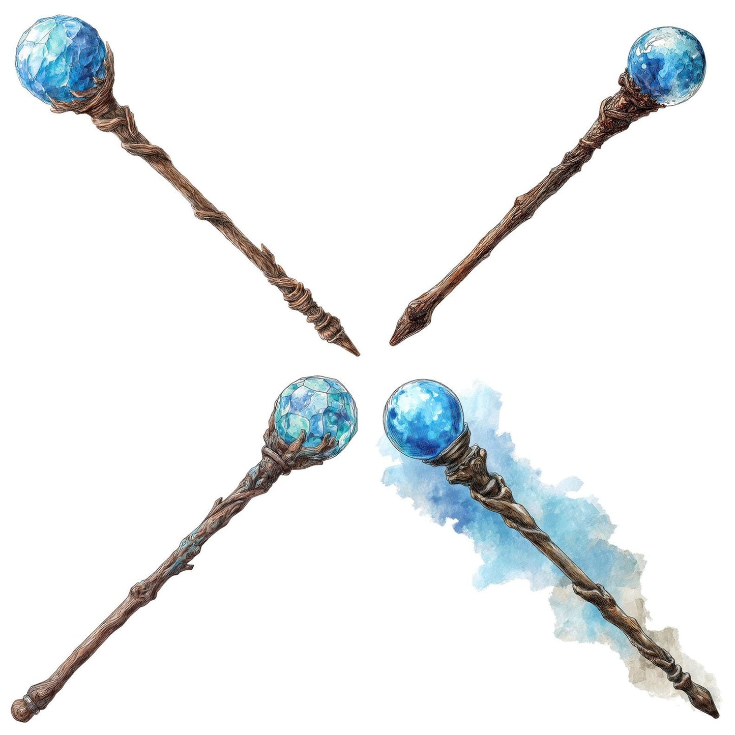 Watercolour Wizard Staff Clipart Set (DDD007428)