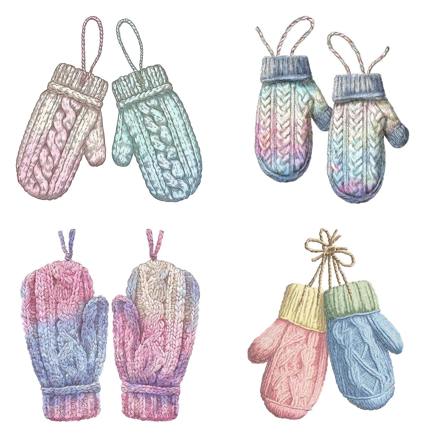Watercolour Wool Mittens Clipart Set (DDD007437)