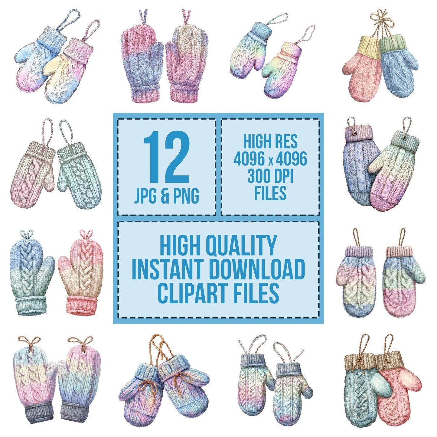 Watercolour Wool Mittens Clipart Set (DDD007437)