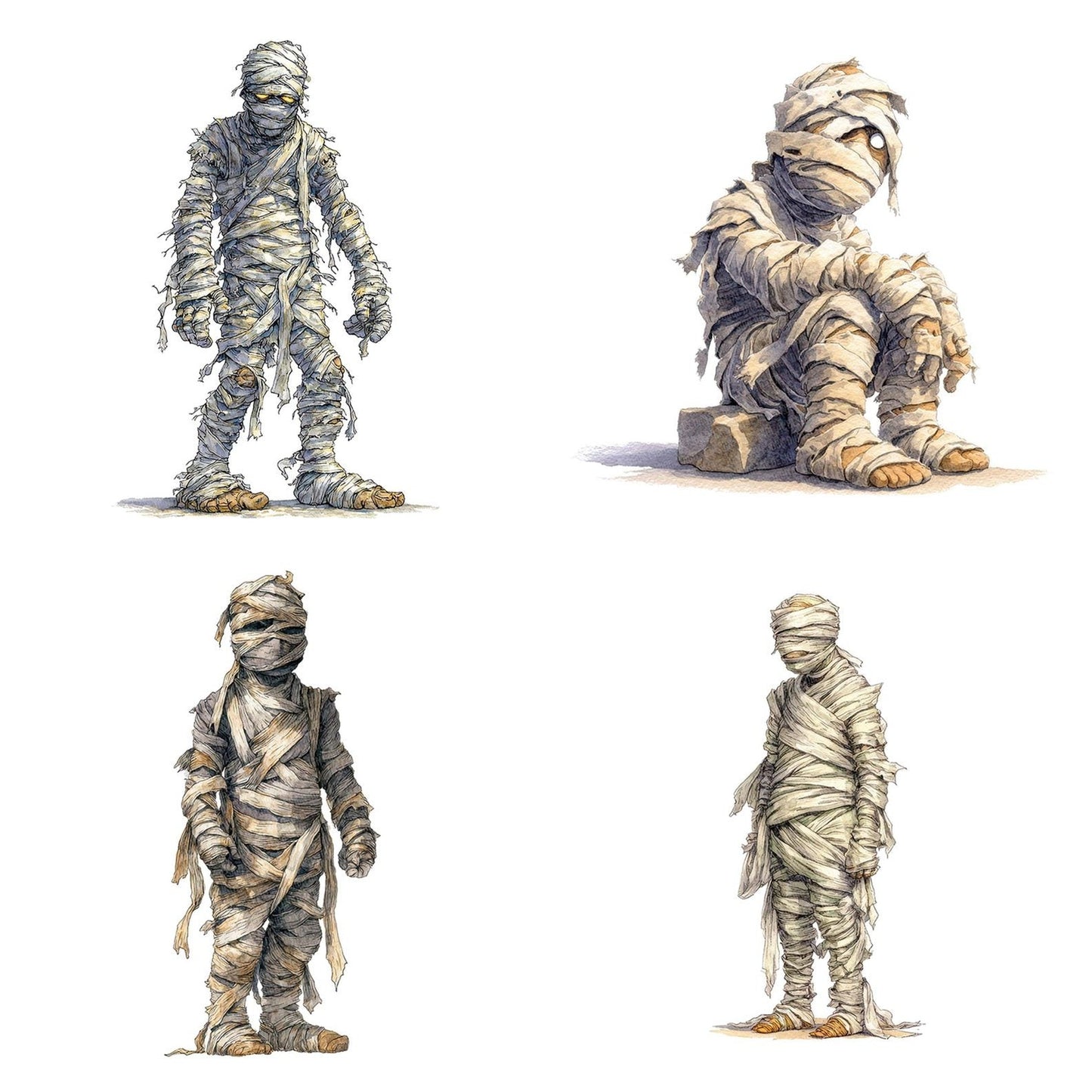 Watercolour Wrapped Mummy Clipart Set (DDD007438)