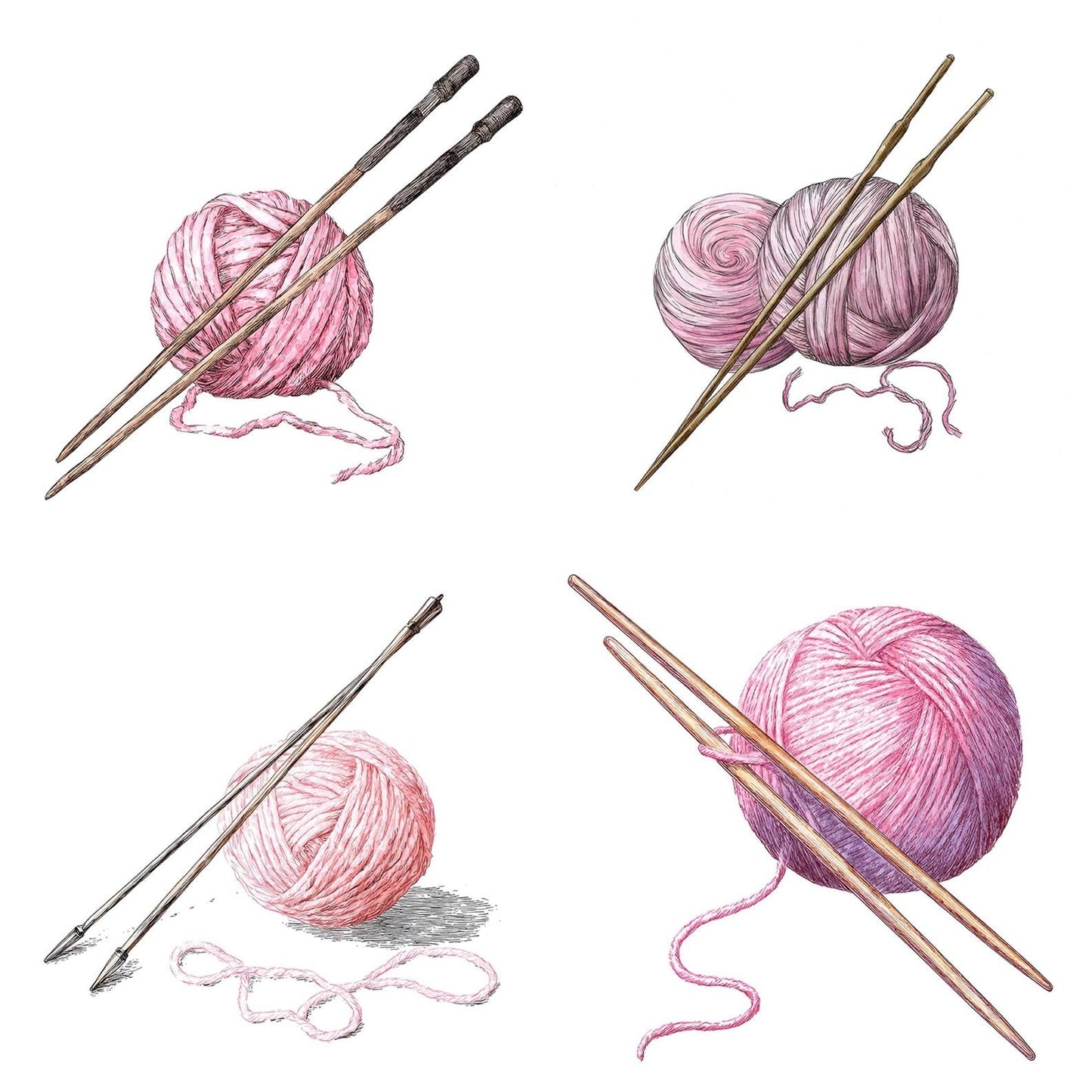 Watercolour Yarn Needles Clipart Set (DDD007439)