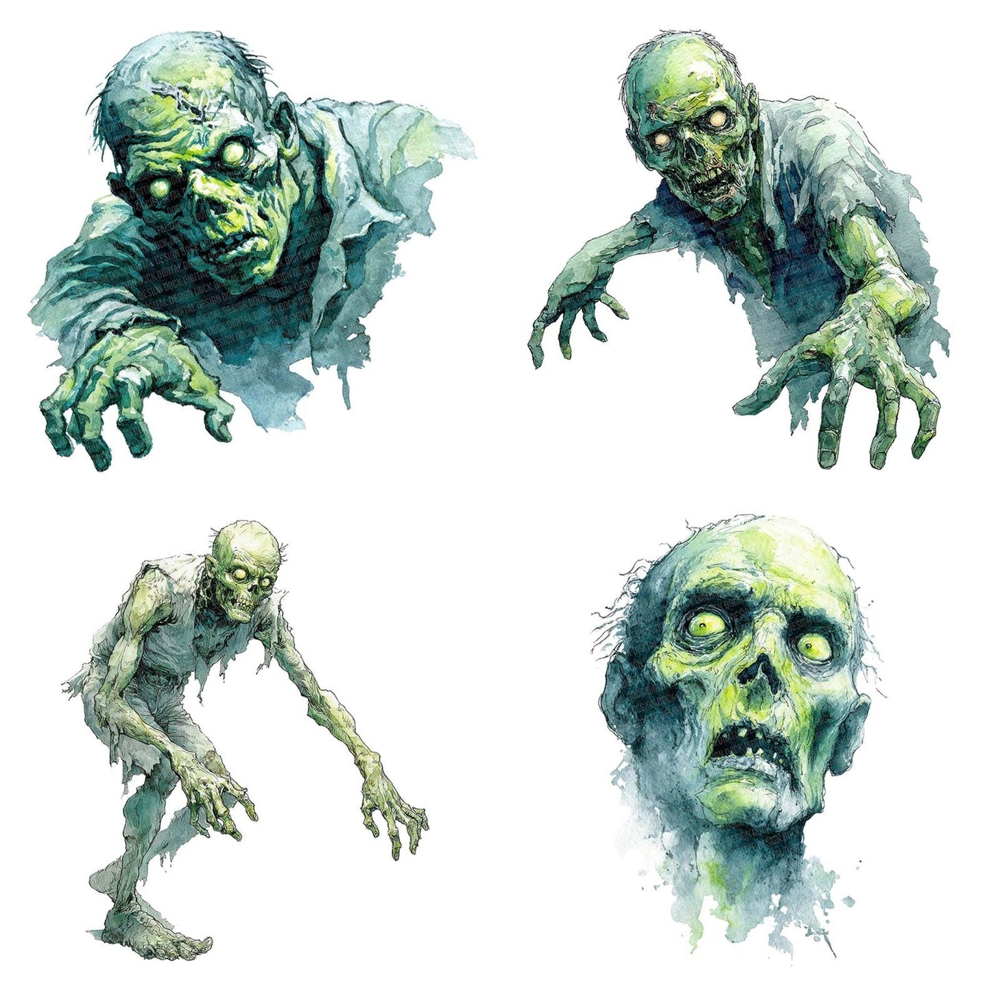 Watercolour Zombie Decay Clipart Set (DDD007441)