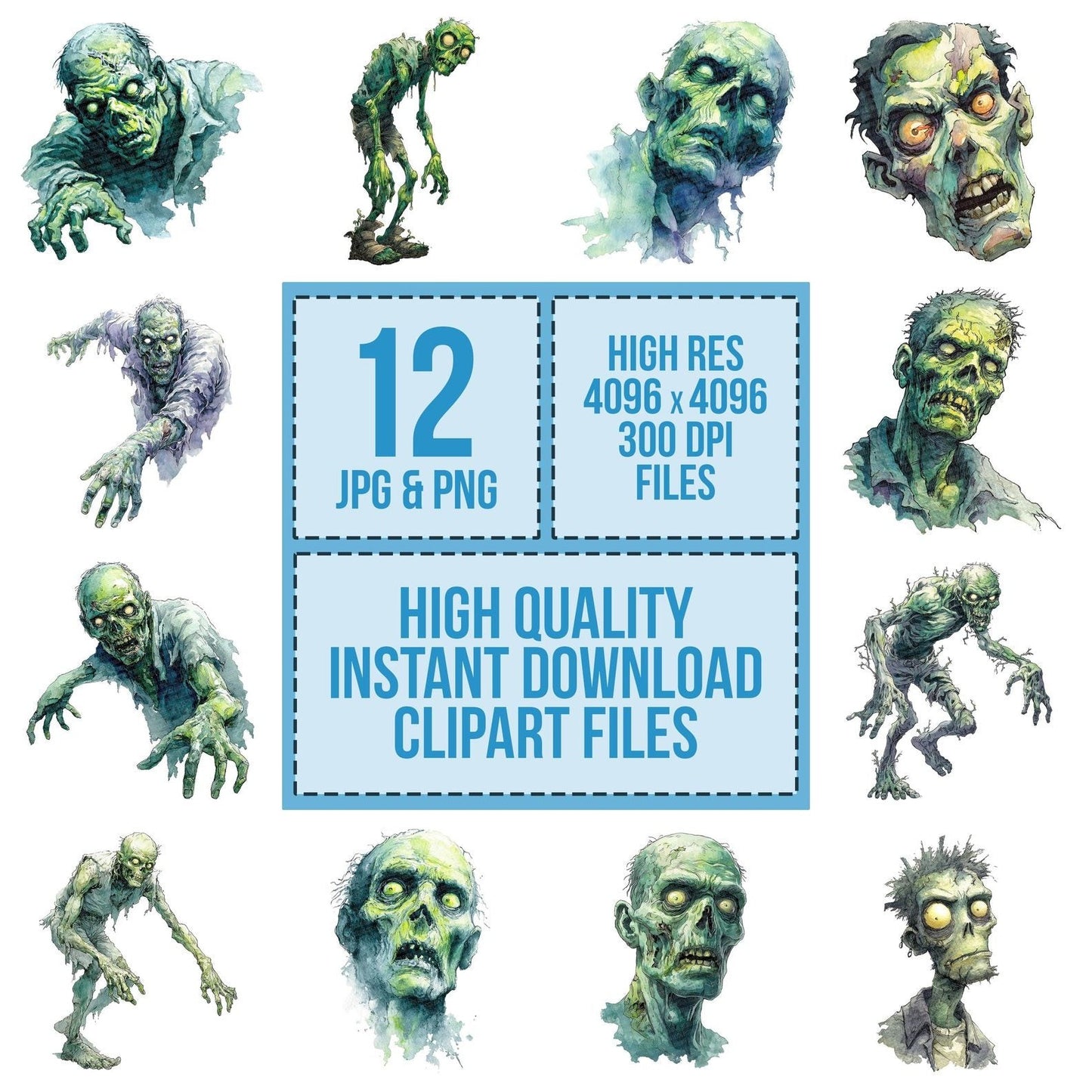 Watercolour Zombie Decay Clipart Set (DDD007441)