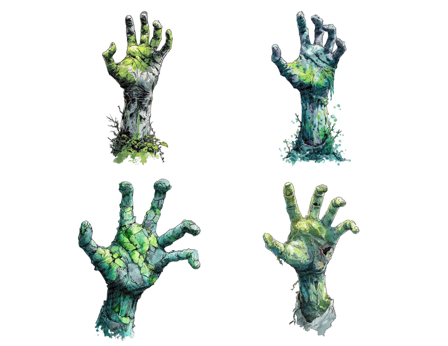 Watercolour Zombie Hand Clipart Set (DDD007442)