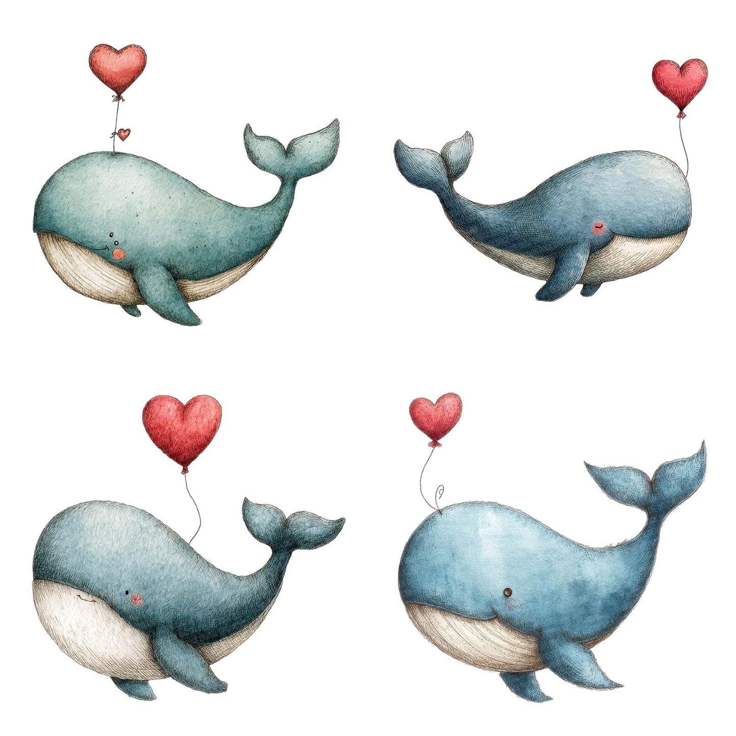 Whale Heart Balloon Clipart Set (DDD007451)