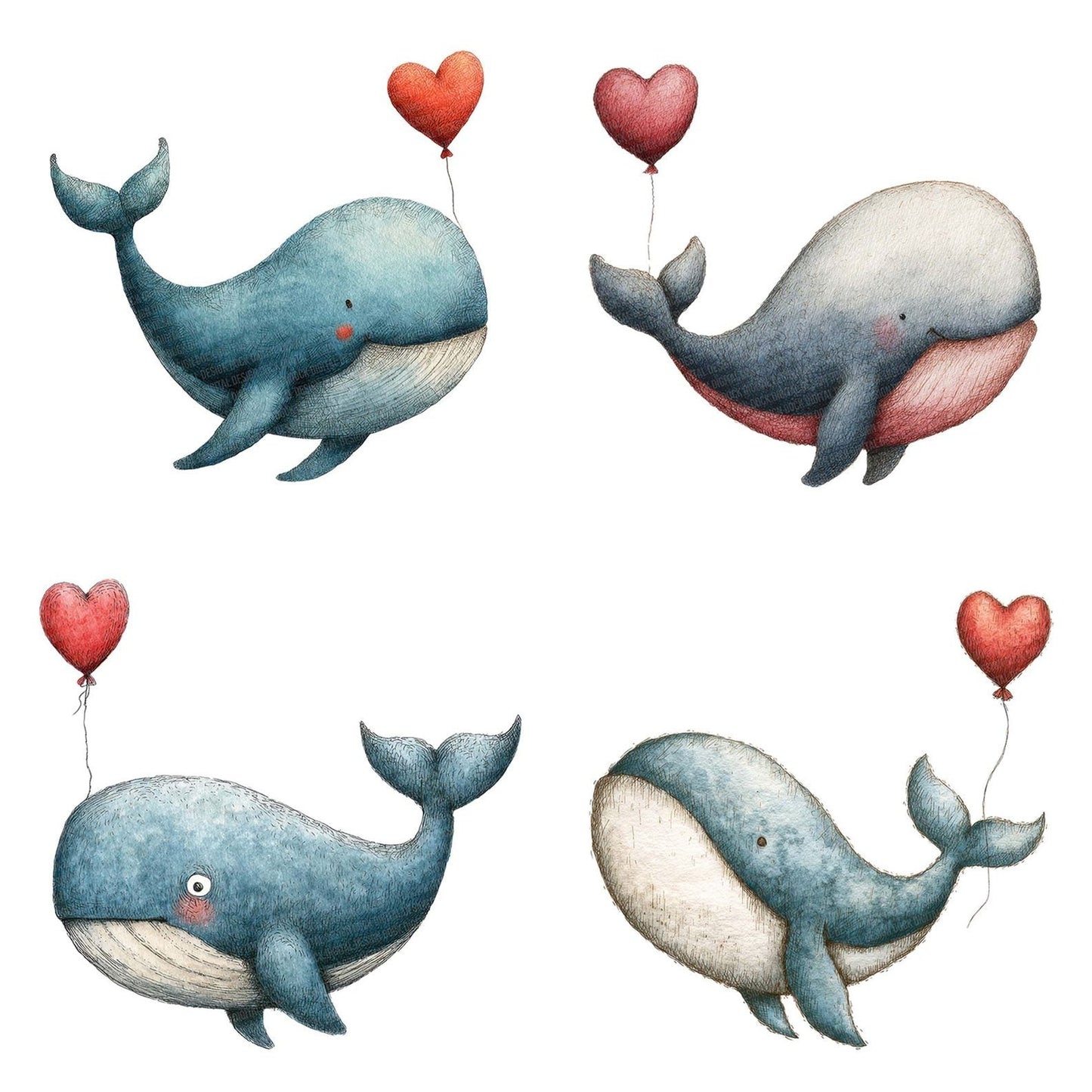 Whale Heart Balloon Clipart Set (DDD007451)