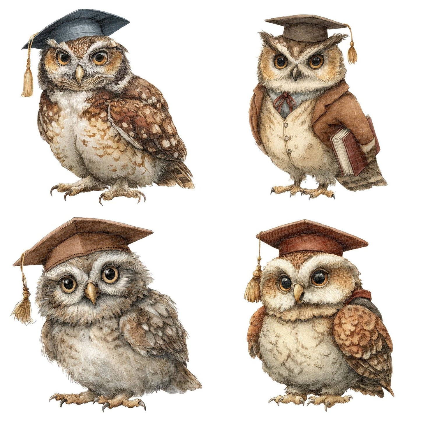 Whimsical Owl Cap Clipart Set (DDD007456)