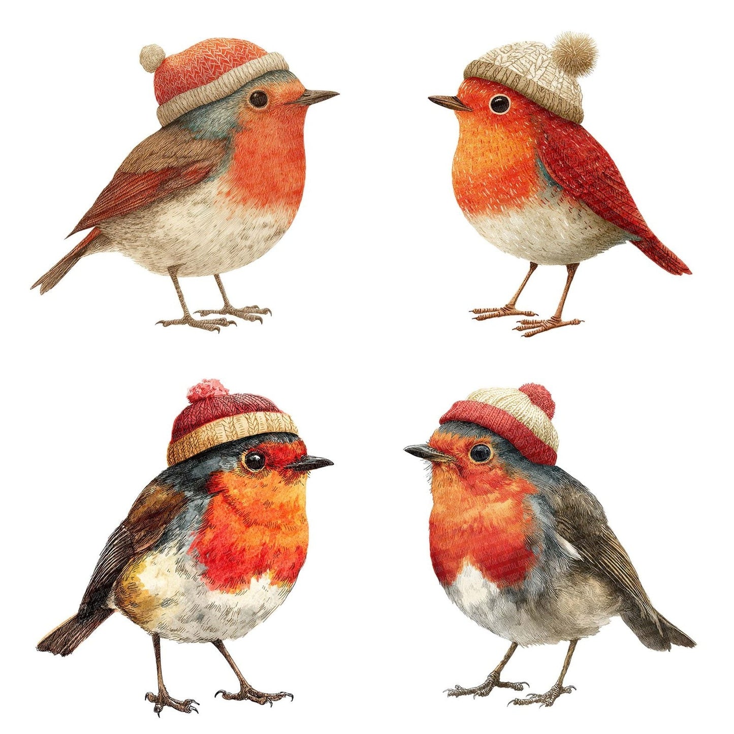 Whimsical Robin Wool Hat Clipart Set (DDD007459)