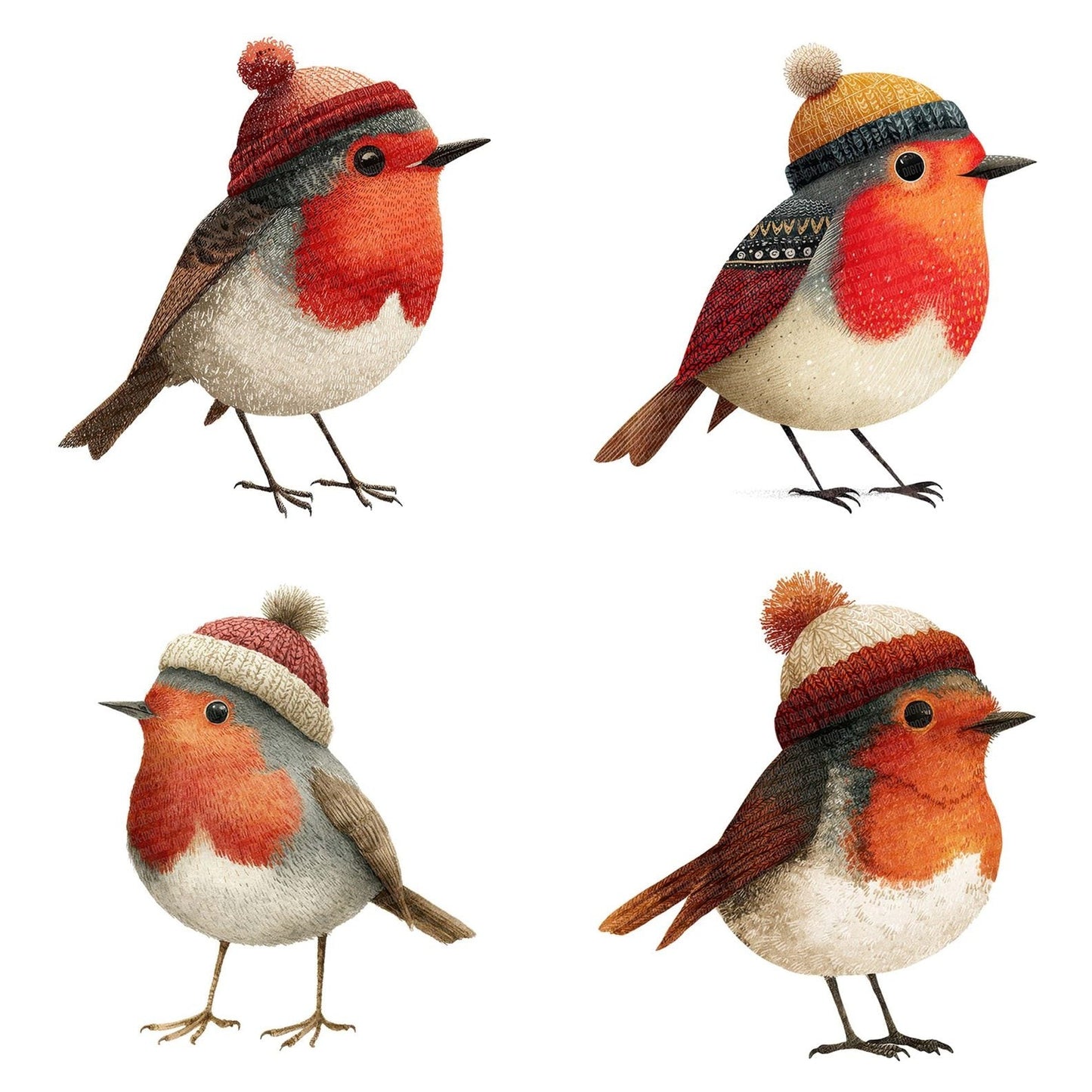 Whimsical Robin Wool Hat Clipart Set (DDD007459)