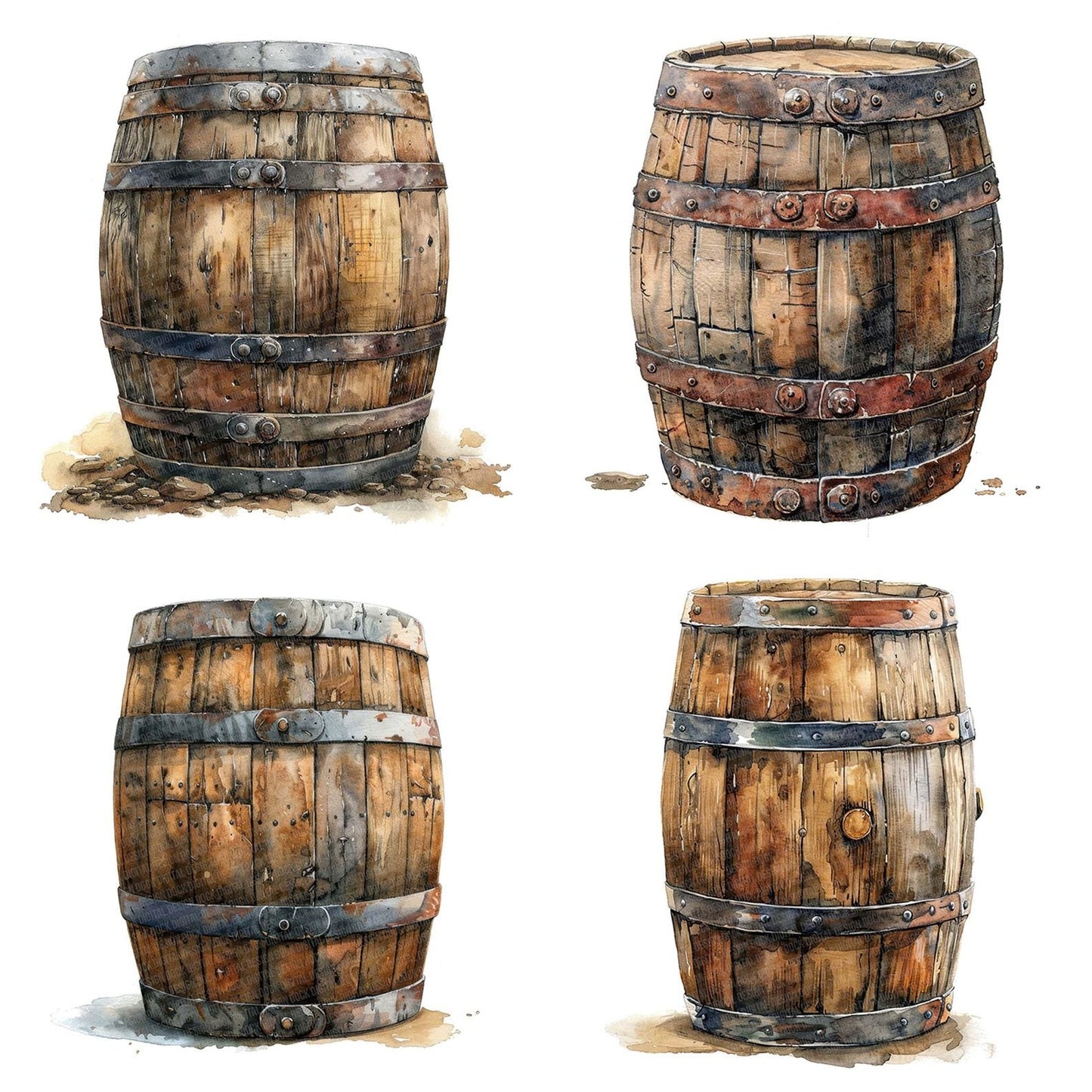 Whiskey Barrel Clipart Set (DDD007462)