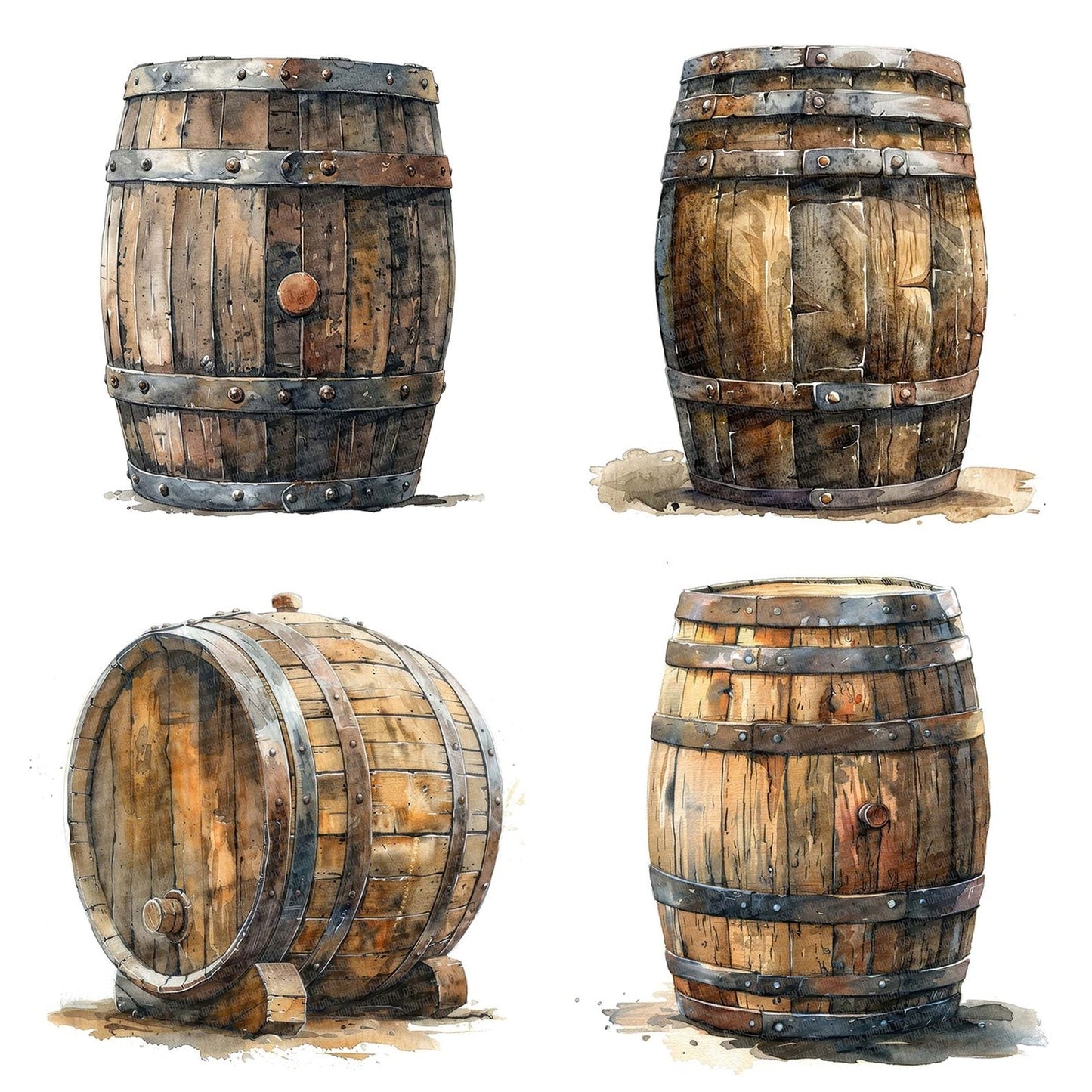 Whiskey Barrel Clipart Set (DDD007462)