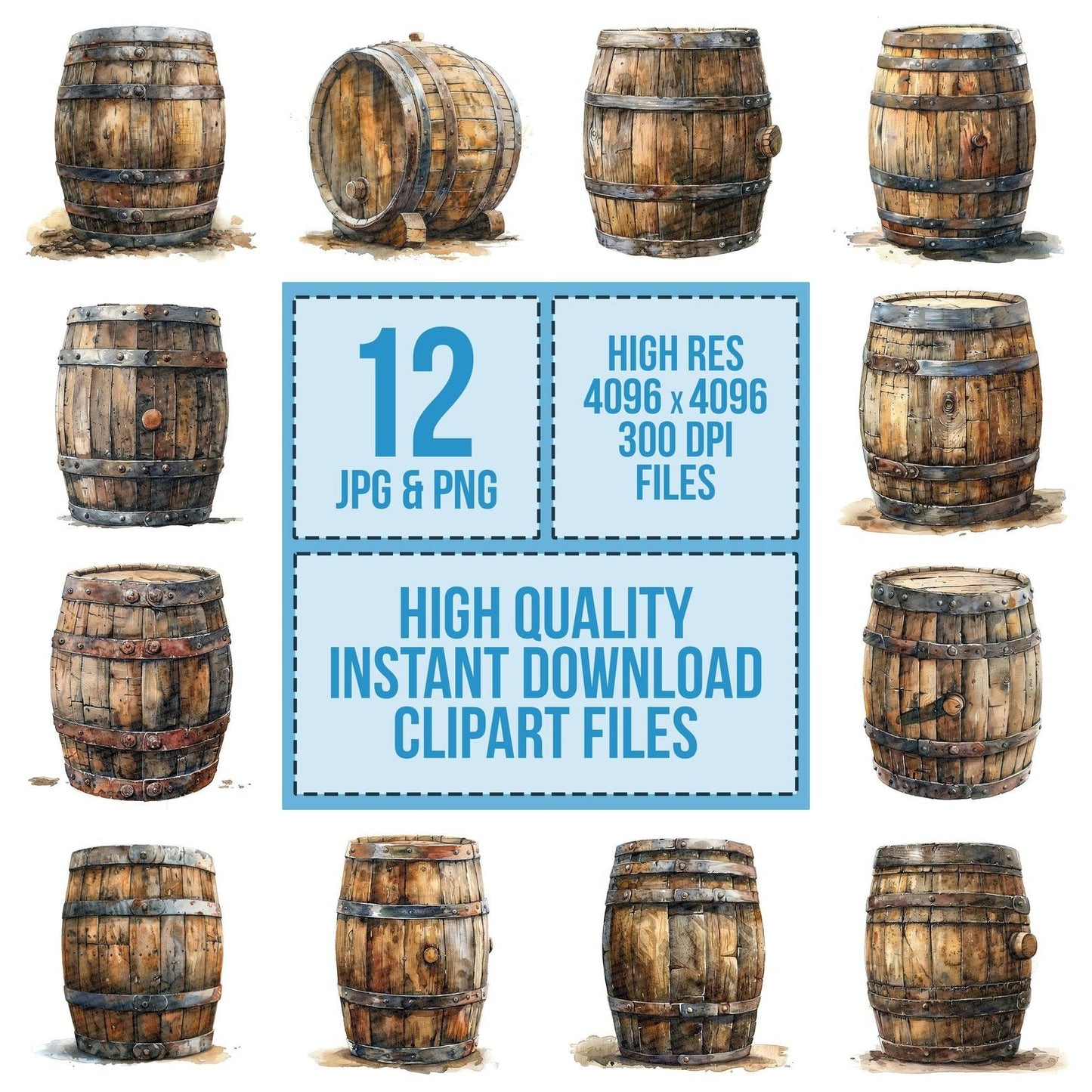 Whiskey Barrel Clipart Set (DDD007462)