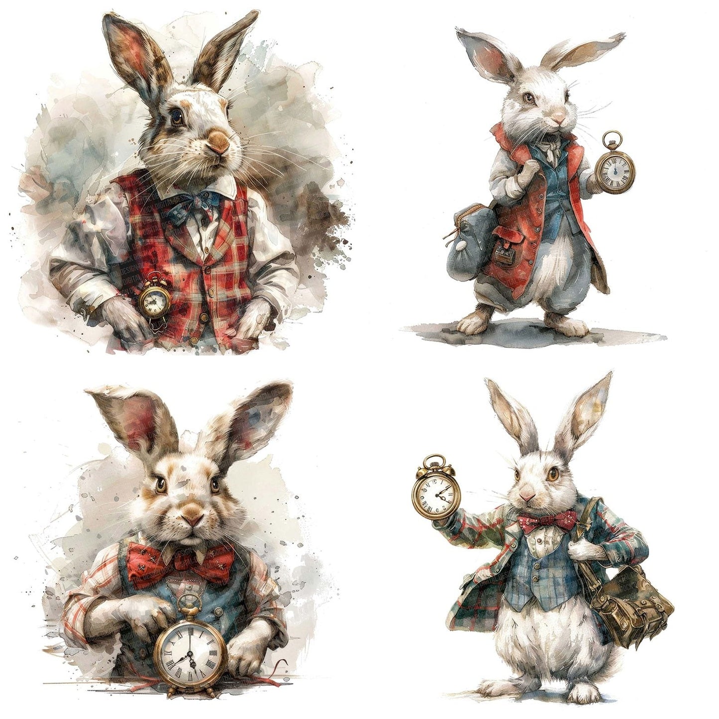 White Rabbit Pocket Watch Clipart Set (DDD007465)