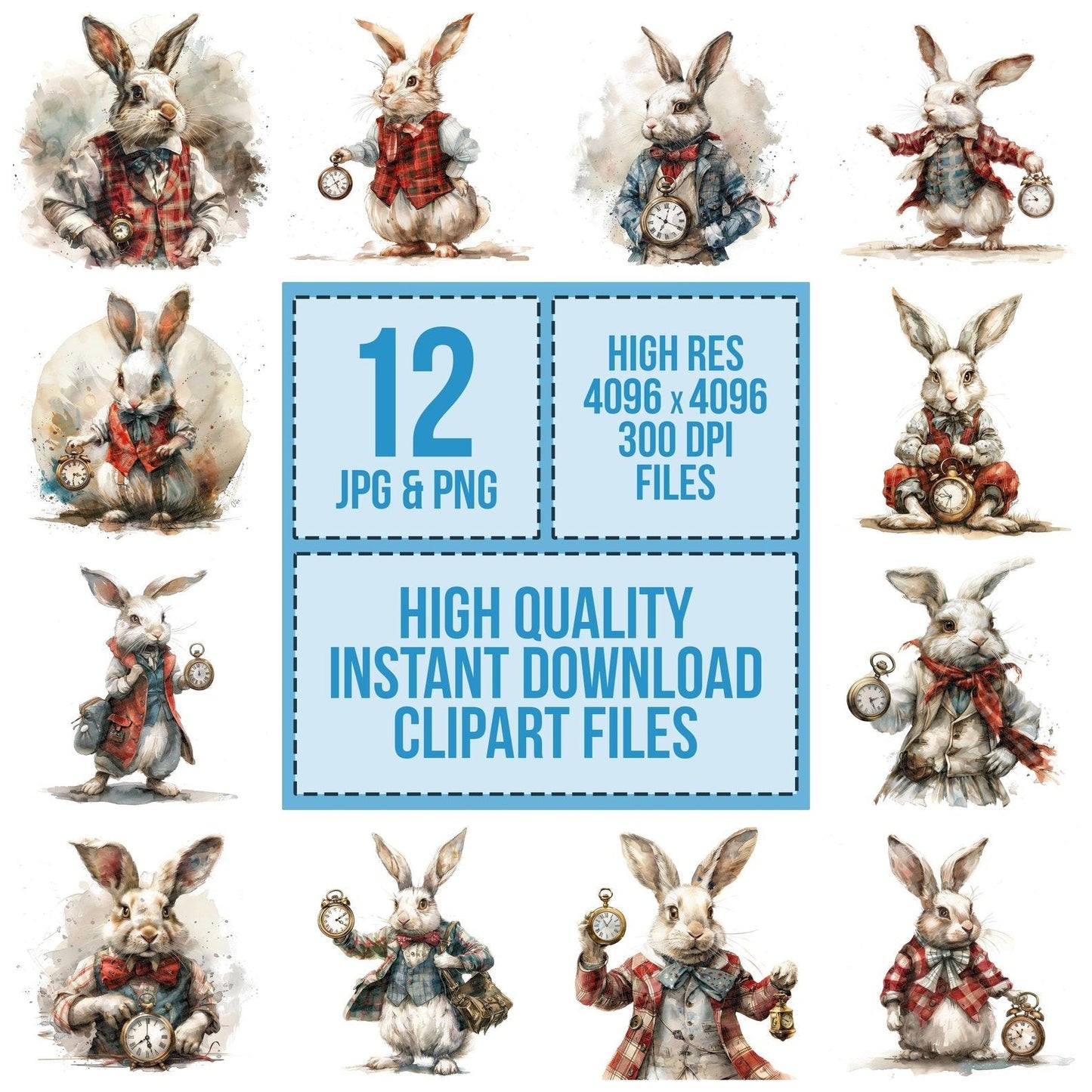 White Rabbit Pocket Watch Clipart Set (DDD007465)