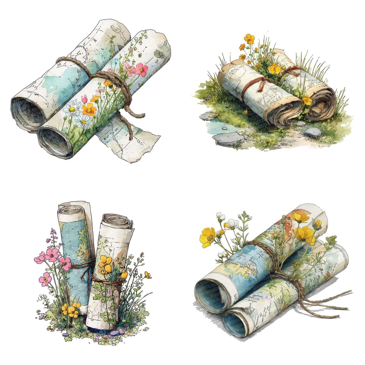 Wildflower Adventure Map Clipart Set (DDD007469)