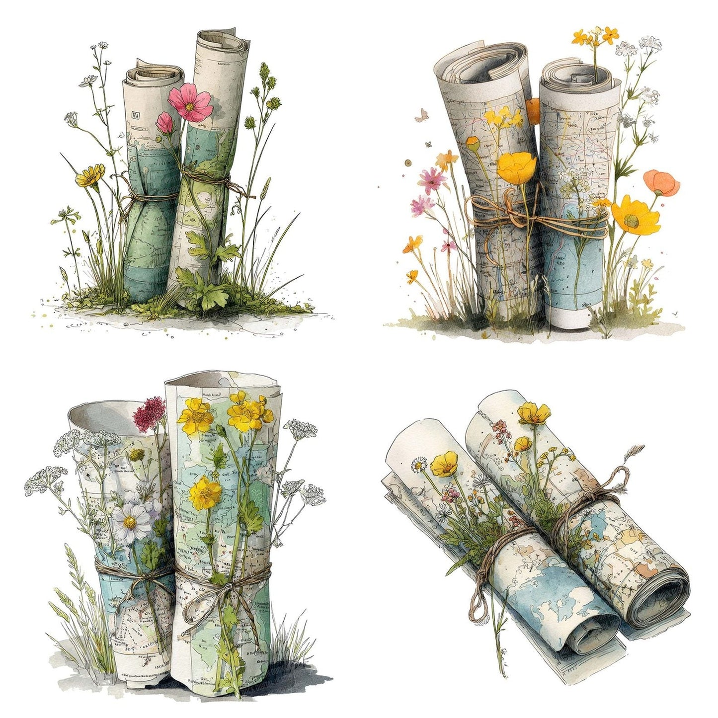 Wildflower Adventure Map Clipart Set (DDD007469)