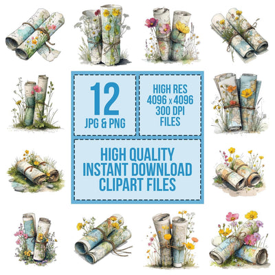Wildflower Adventure Map Clipart Set (DDD007469)