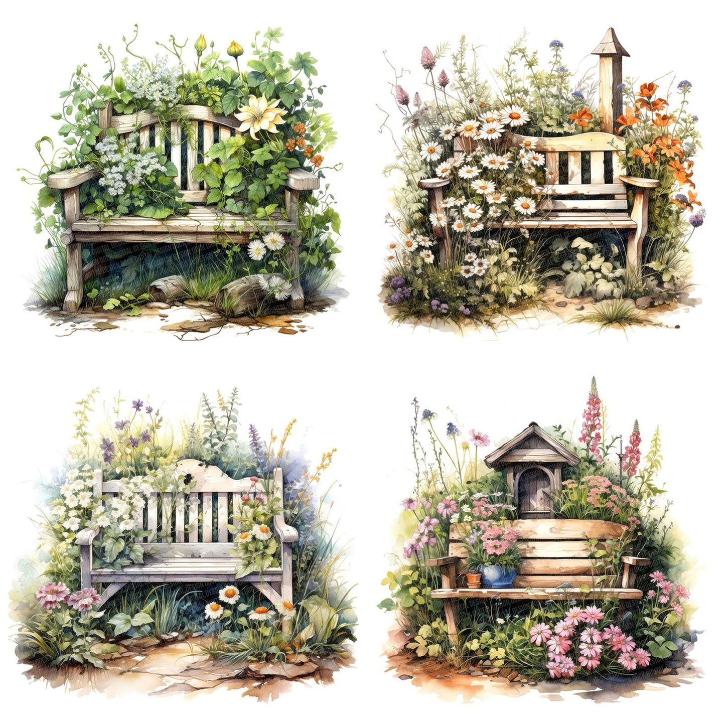 Wildflower Bench Clipart Set (DDD007471)