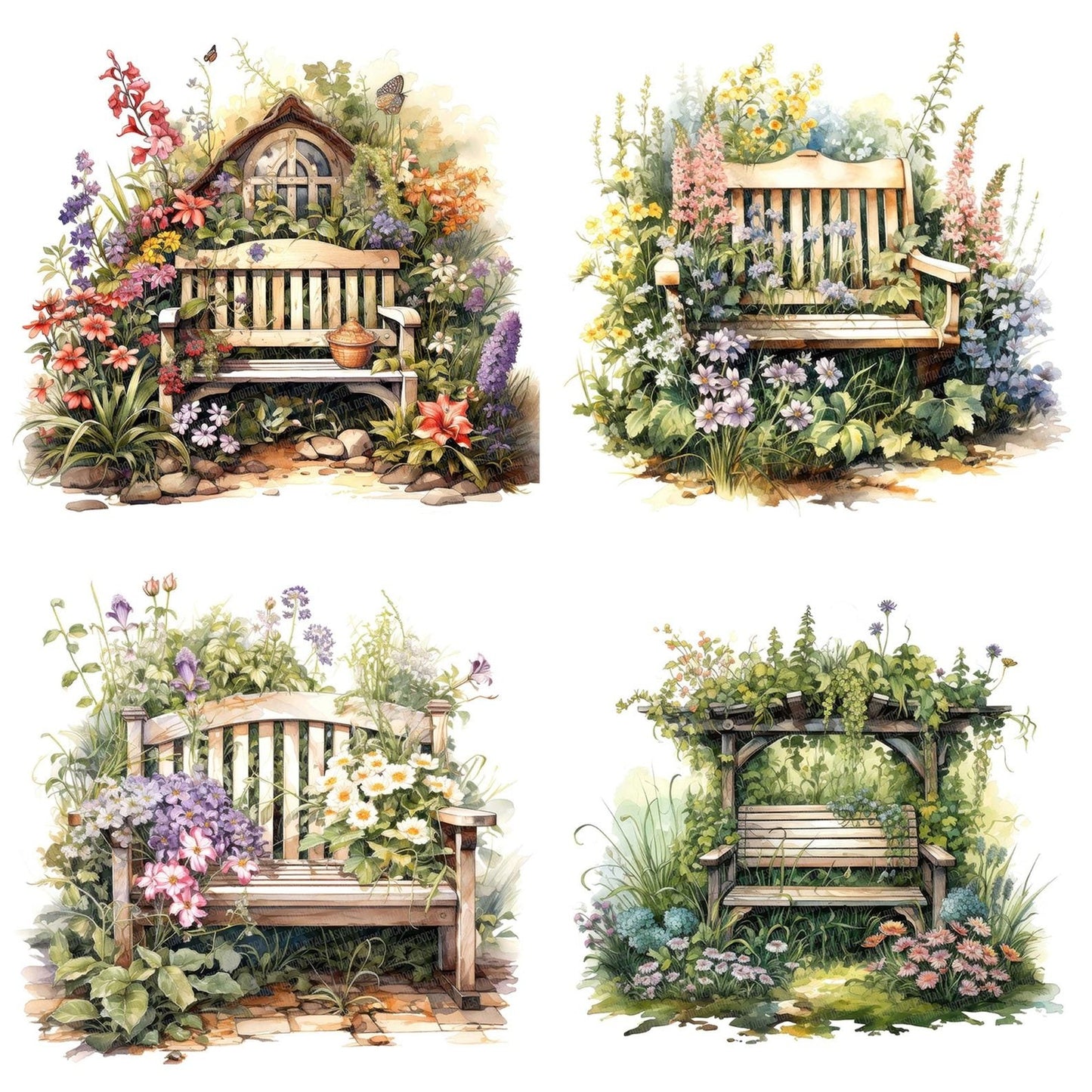 Wildflower Bench Clipart Set (DDD007471)