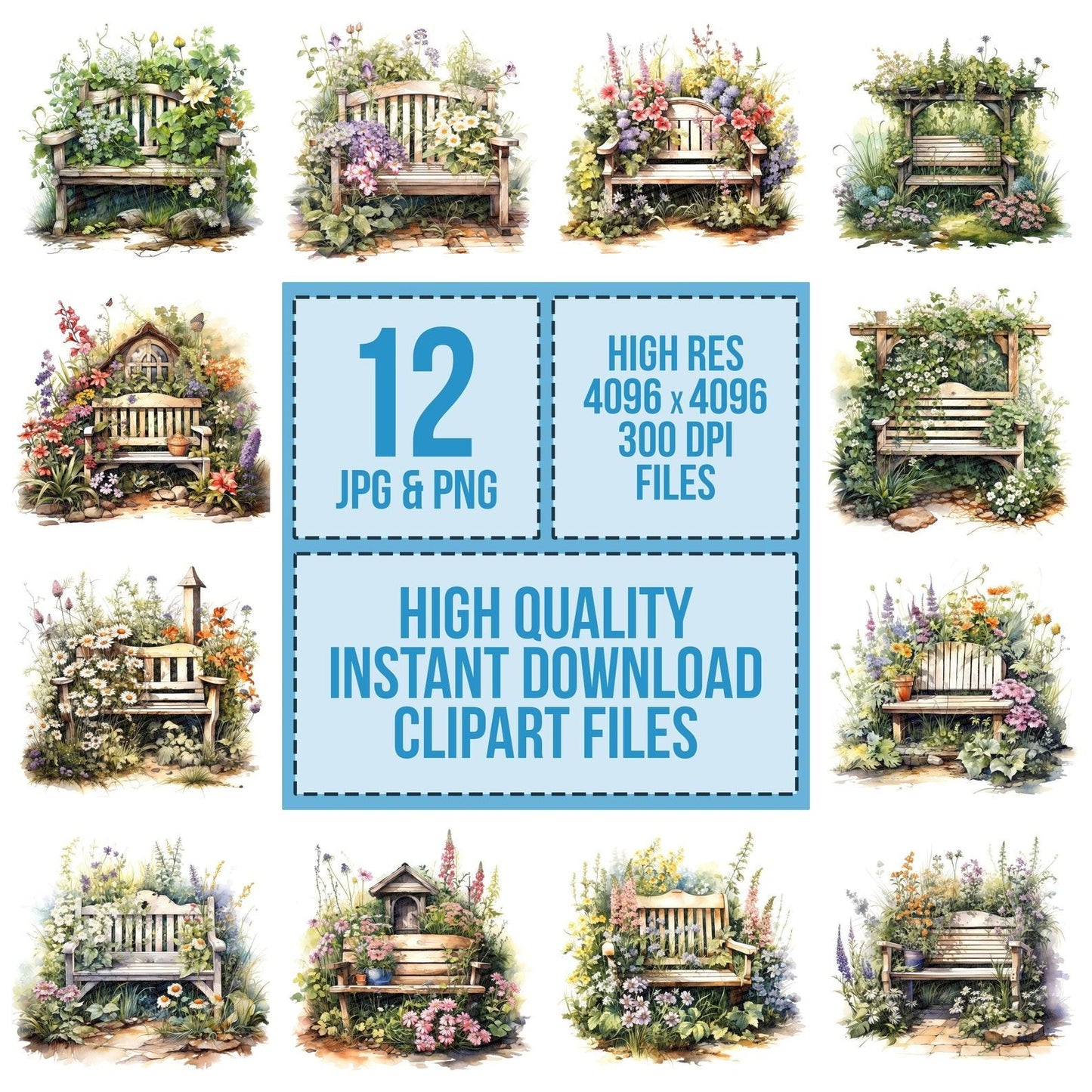 Wildflower Bench Clipart Set (DDD007471)