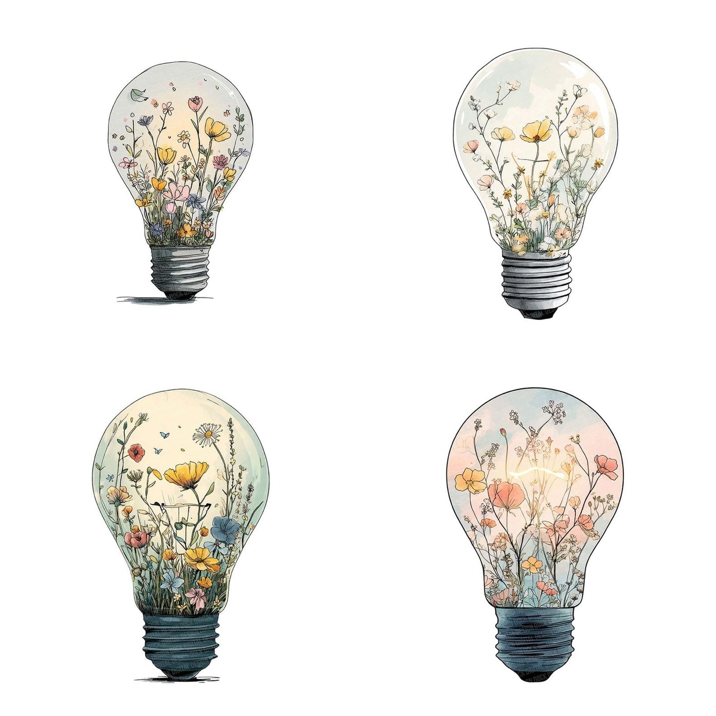 Wildflower Bright Idea Bulb Clipart Set (DDD007476)