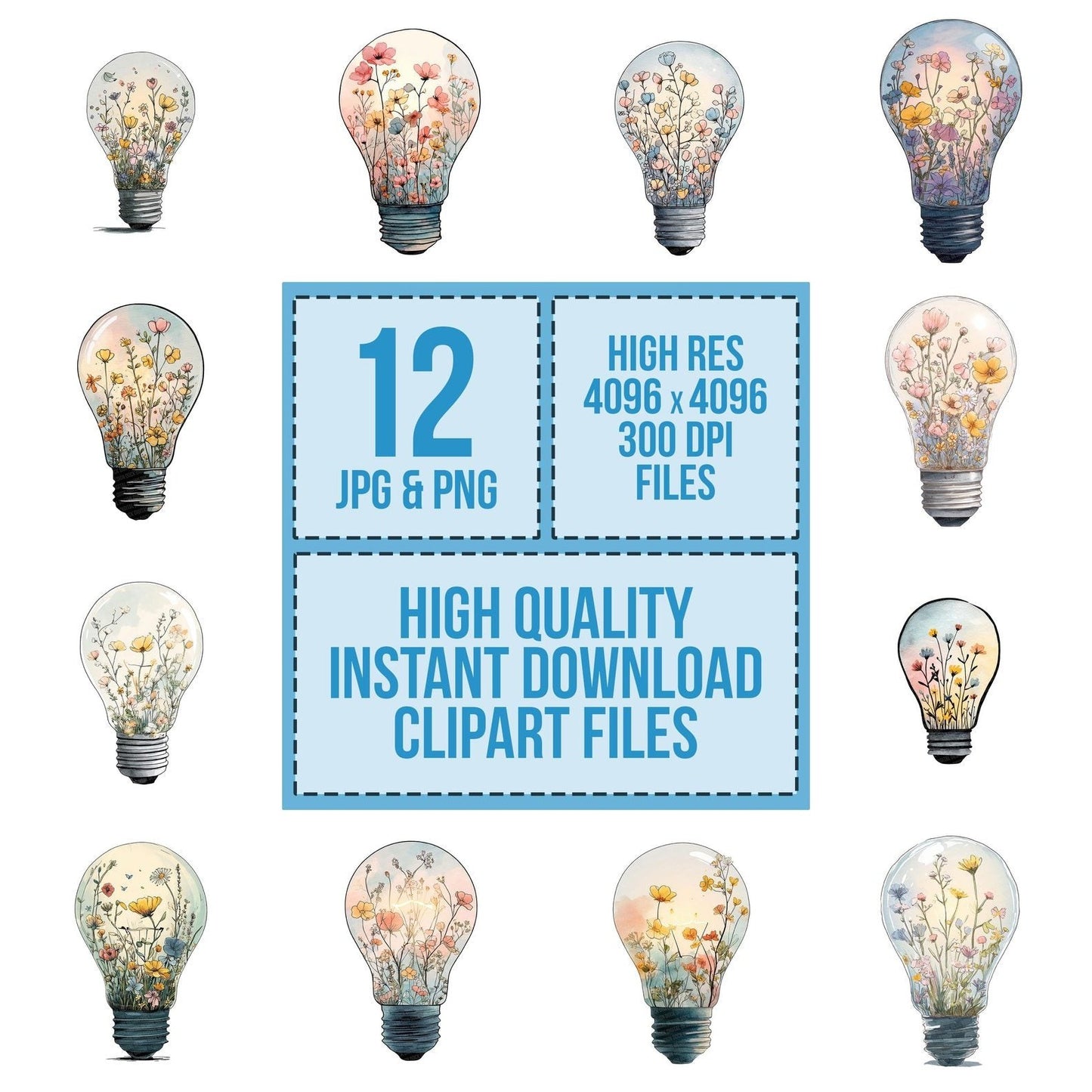 Wildflower Bright Idea Bulb Clipart Set (DDD007476)