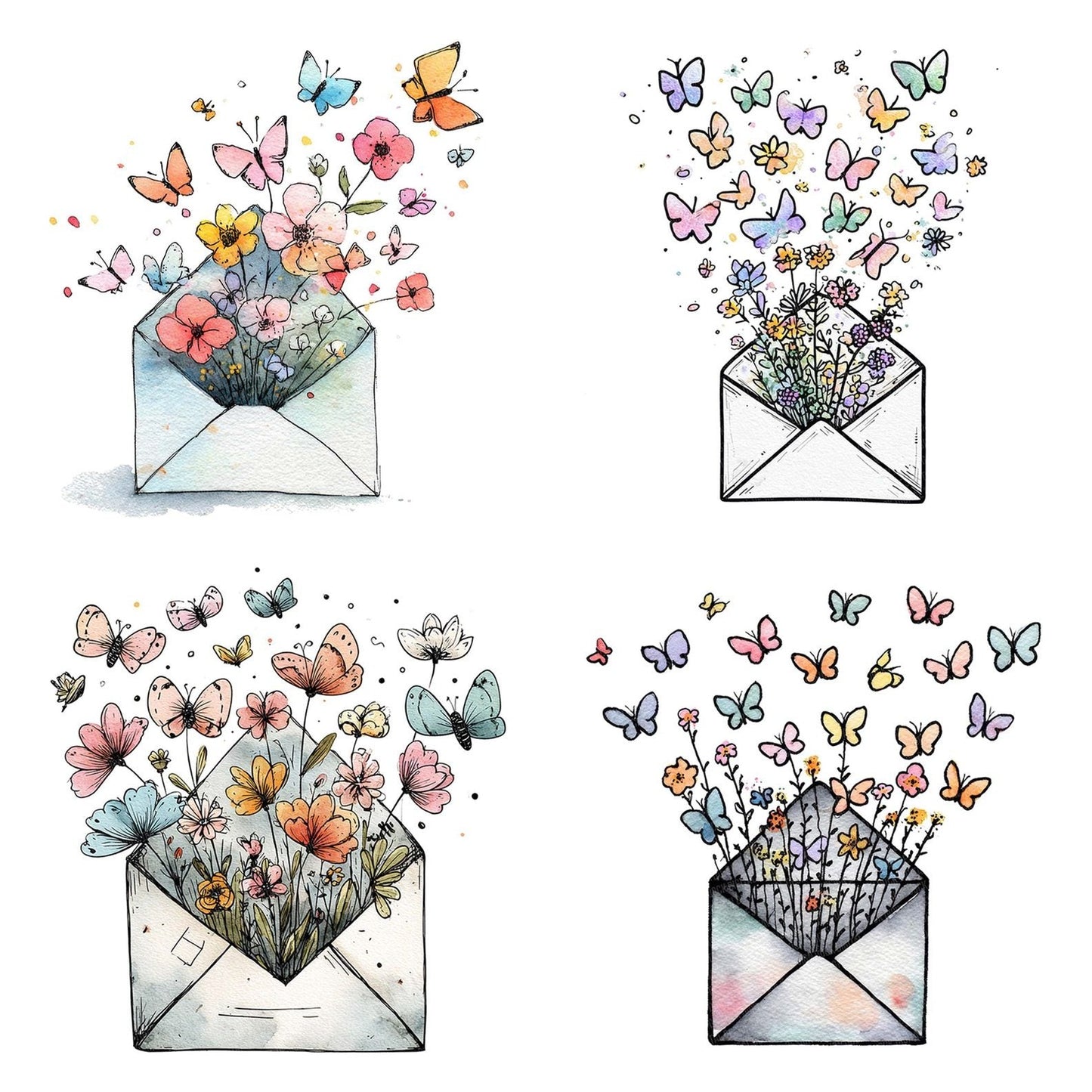 Wildflower Butterfly Mail Clipart Set (DDD007477)