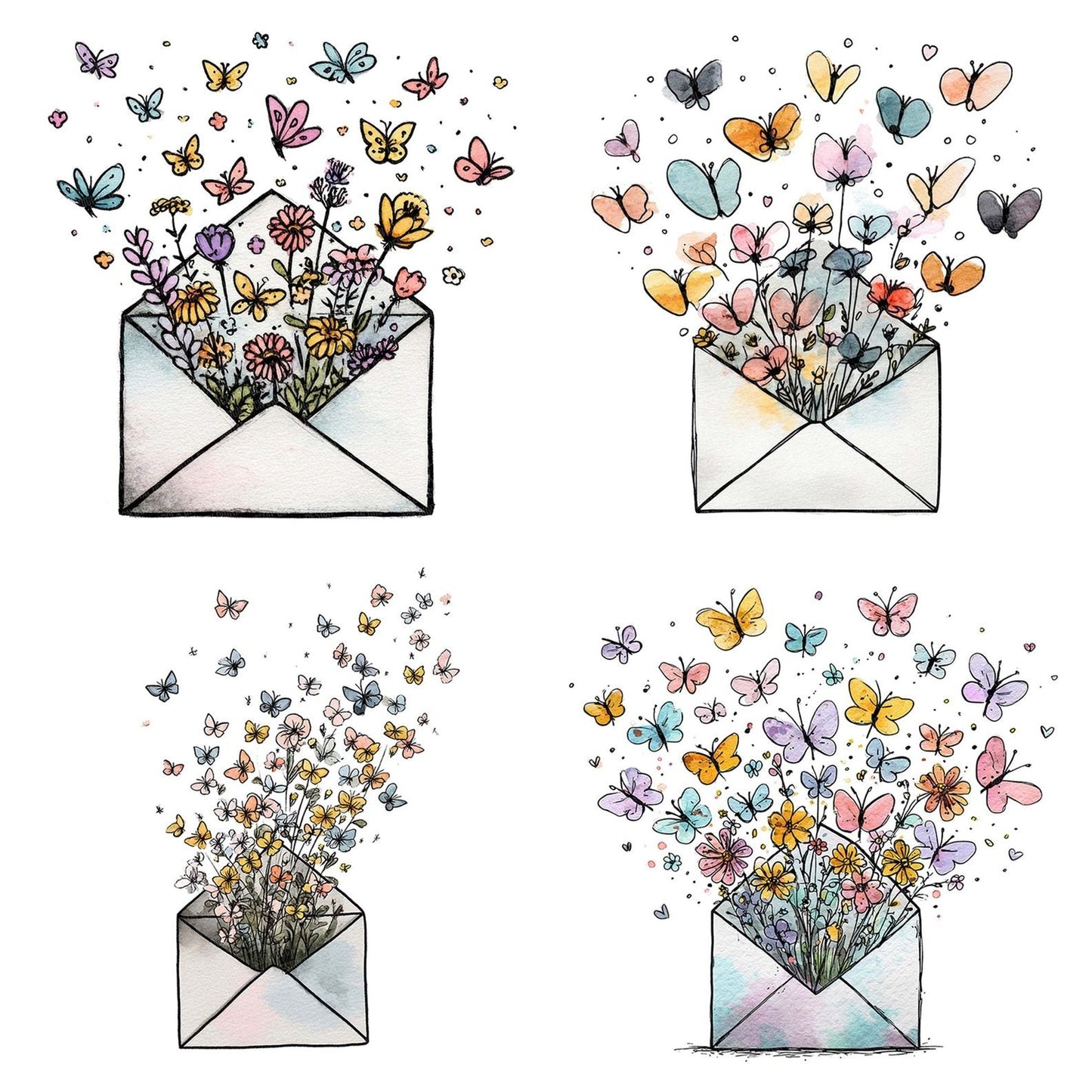 Wildflower Butterfly Mail Clipart Set (DDD007477)