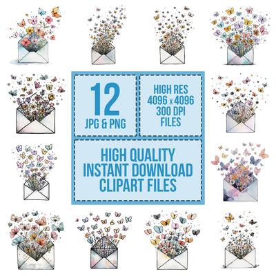 Wildflower Butterfly Mail Clipart Set (DDD007477)