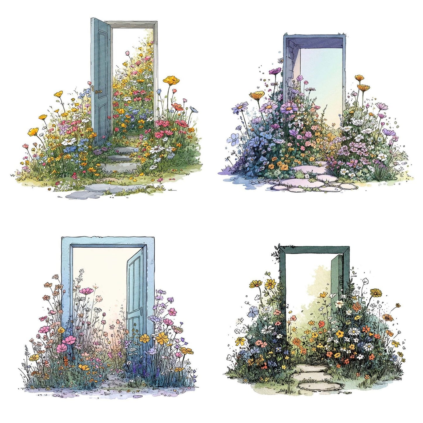 Wildflower Hidden Door Clipart Set (DDD007485)