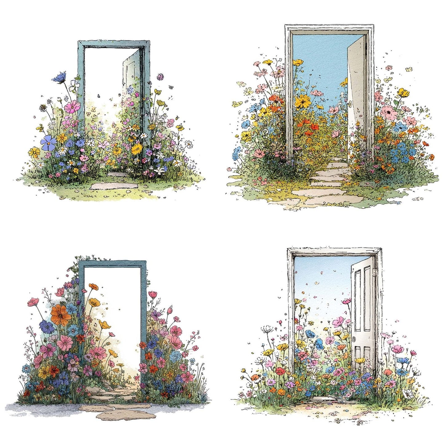 Wildflower Hidden Door Clipart Set (DDD007485)