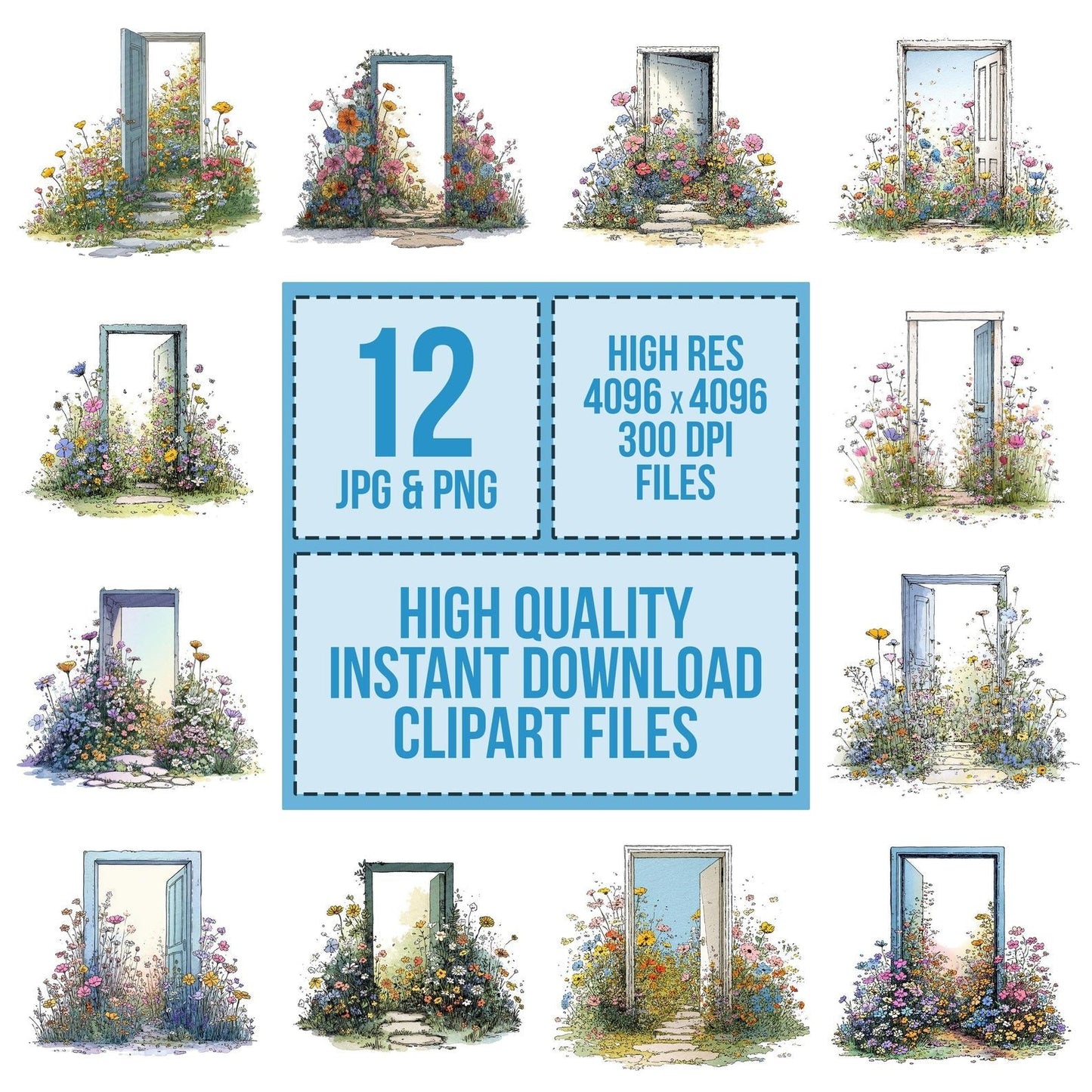 Wildflower Hidden Door Clipart Set (DDD007485)