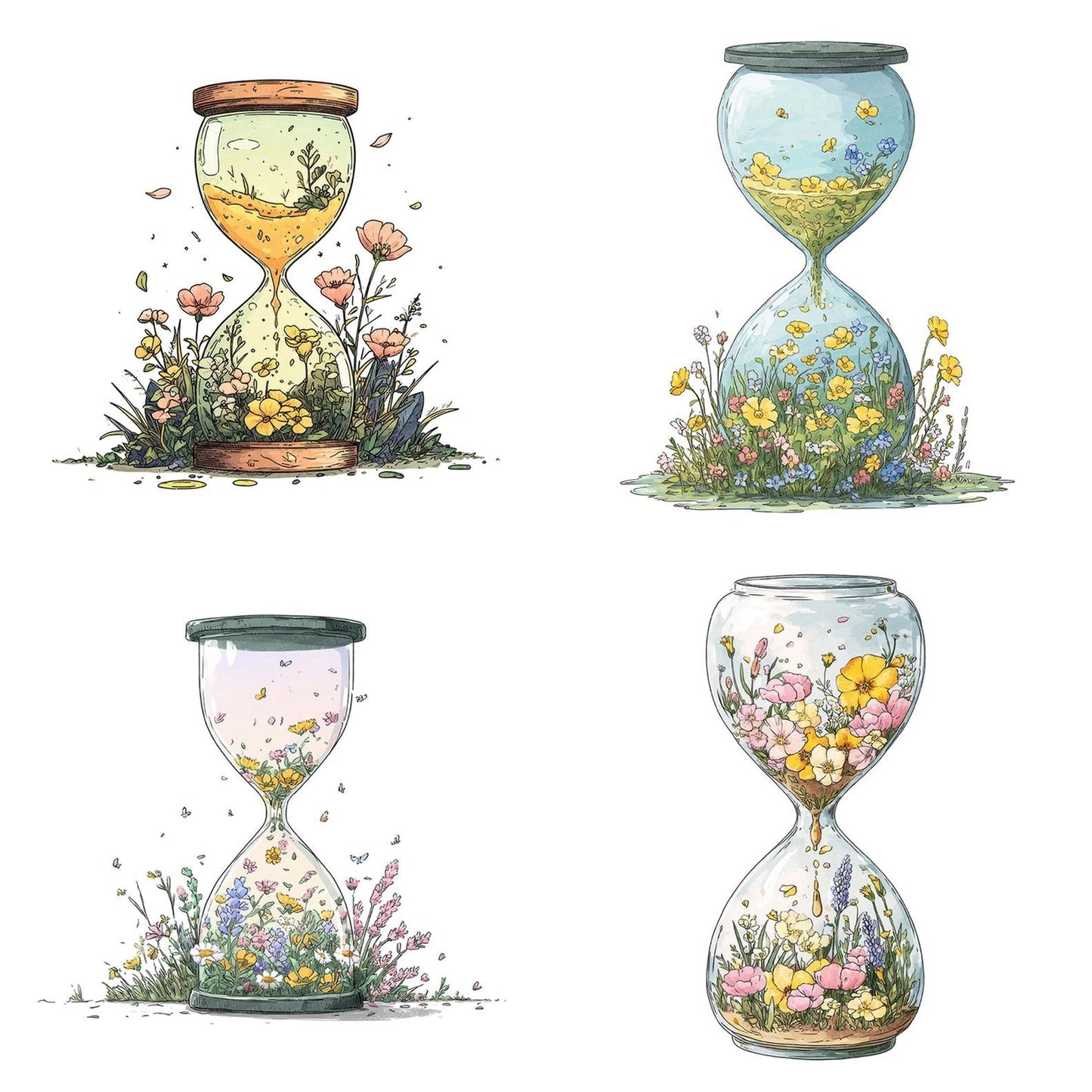 Wildflower Hourglass Time Clipart Set (DDD007486)