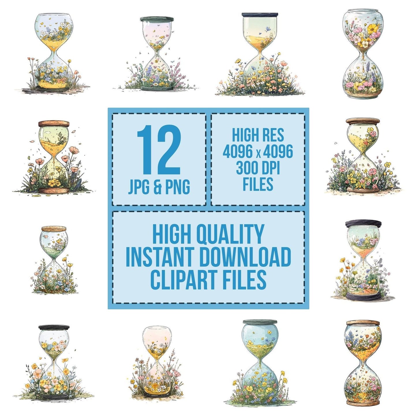 Wildflower Hourglass Time Clipart Set (DDD007486)