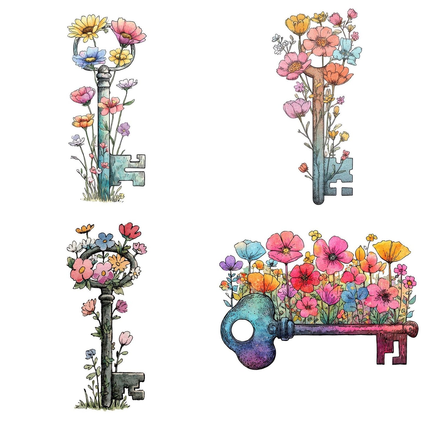 Wildflower Key Bloom Clipart Set (DDD007488)