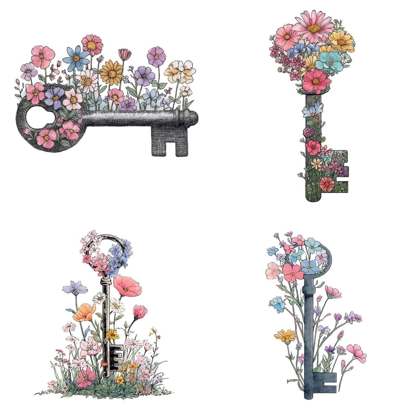 Wildflower Key Bloom Clipart Set (DDD007488)