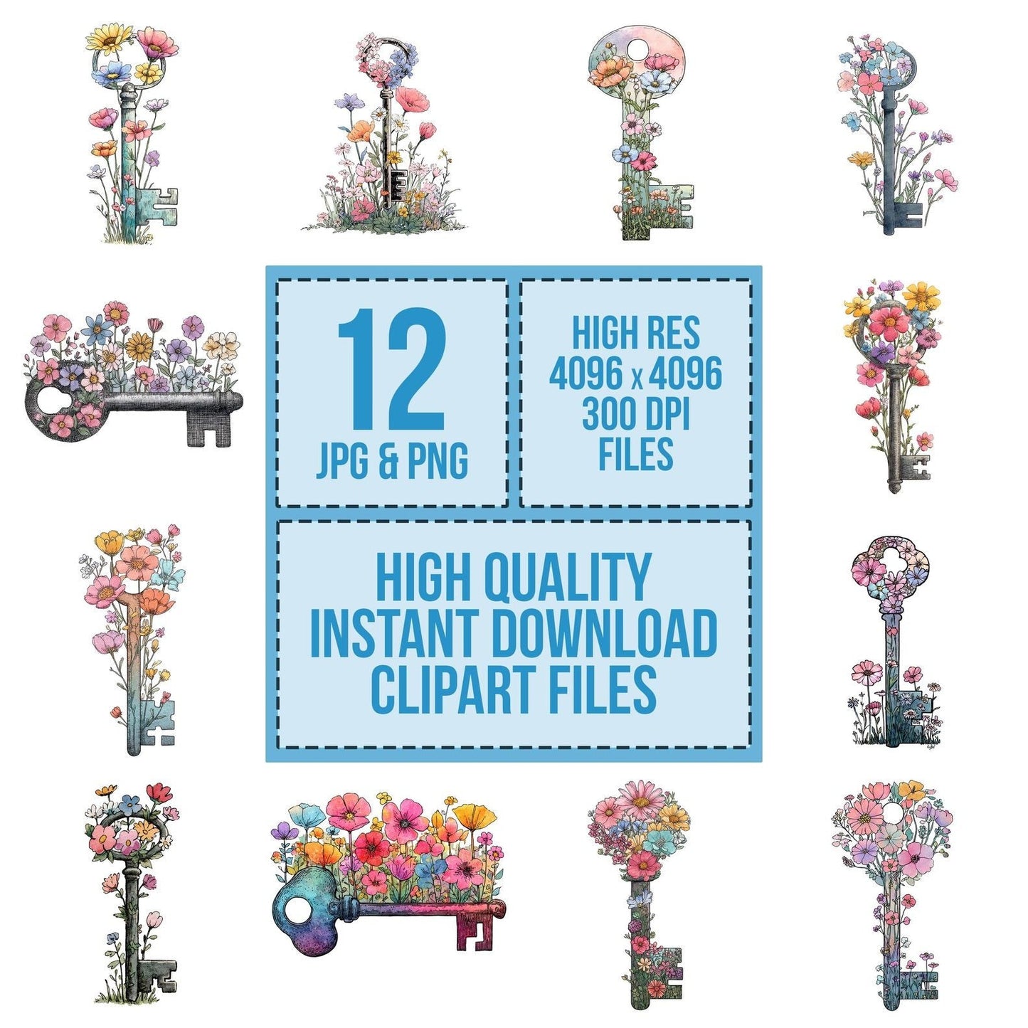 Wildflower Key Bloom Clipart Set (DDD007488)