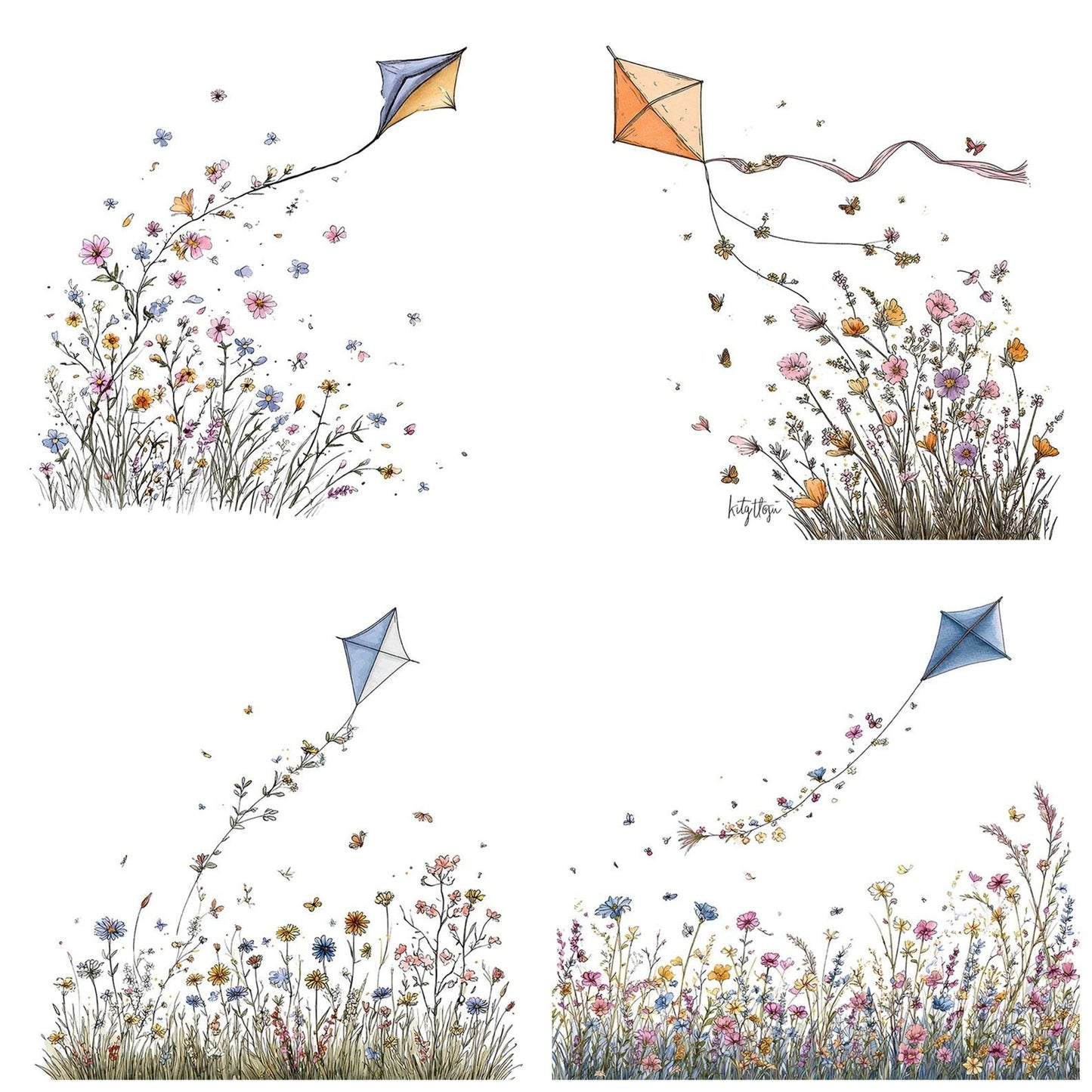Wildflower Kite Trail Clipart Set (DDD007489)