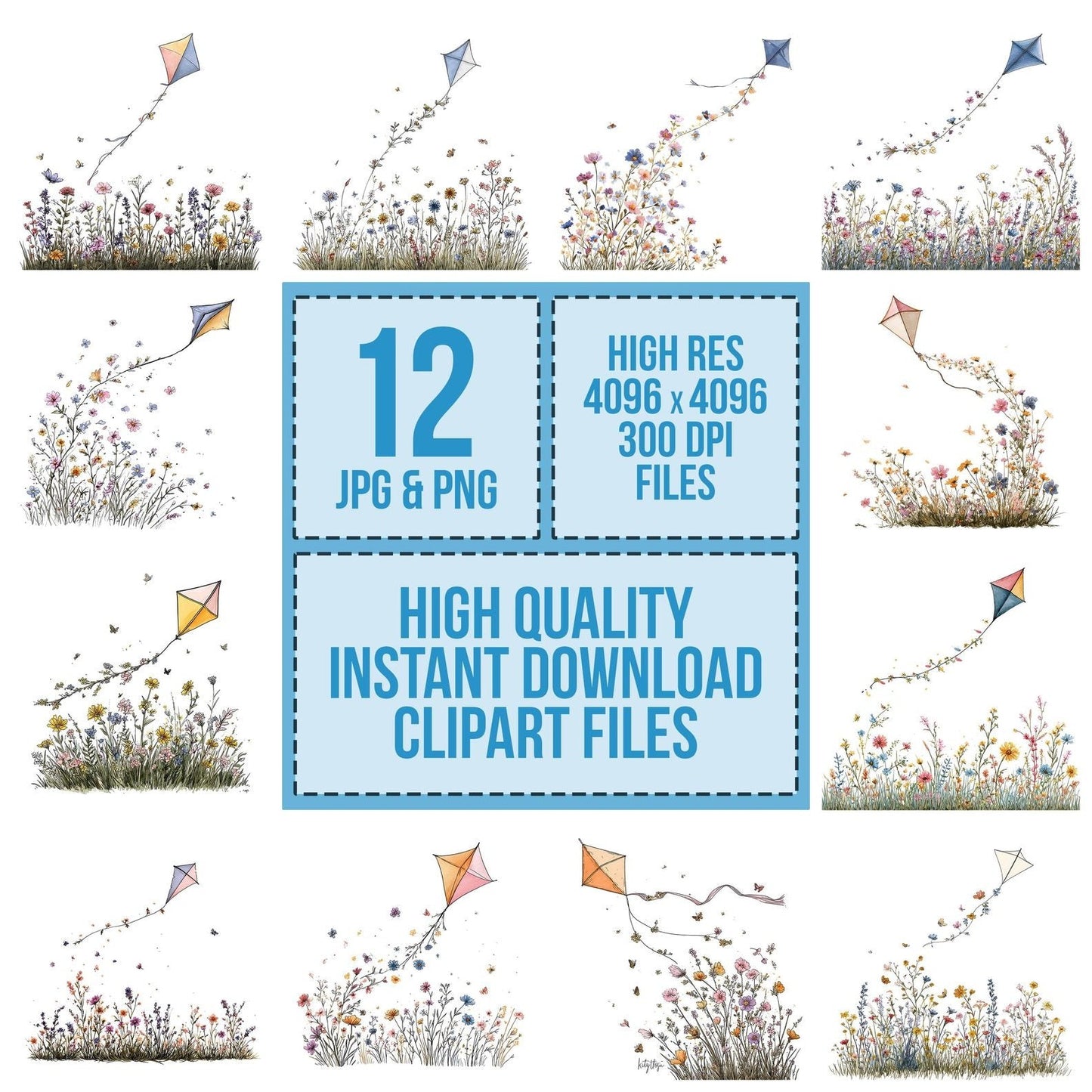 Wildflower Kite Trail Clipart Set (DDD007489)