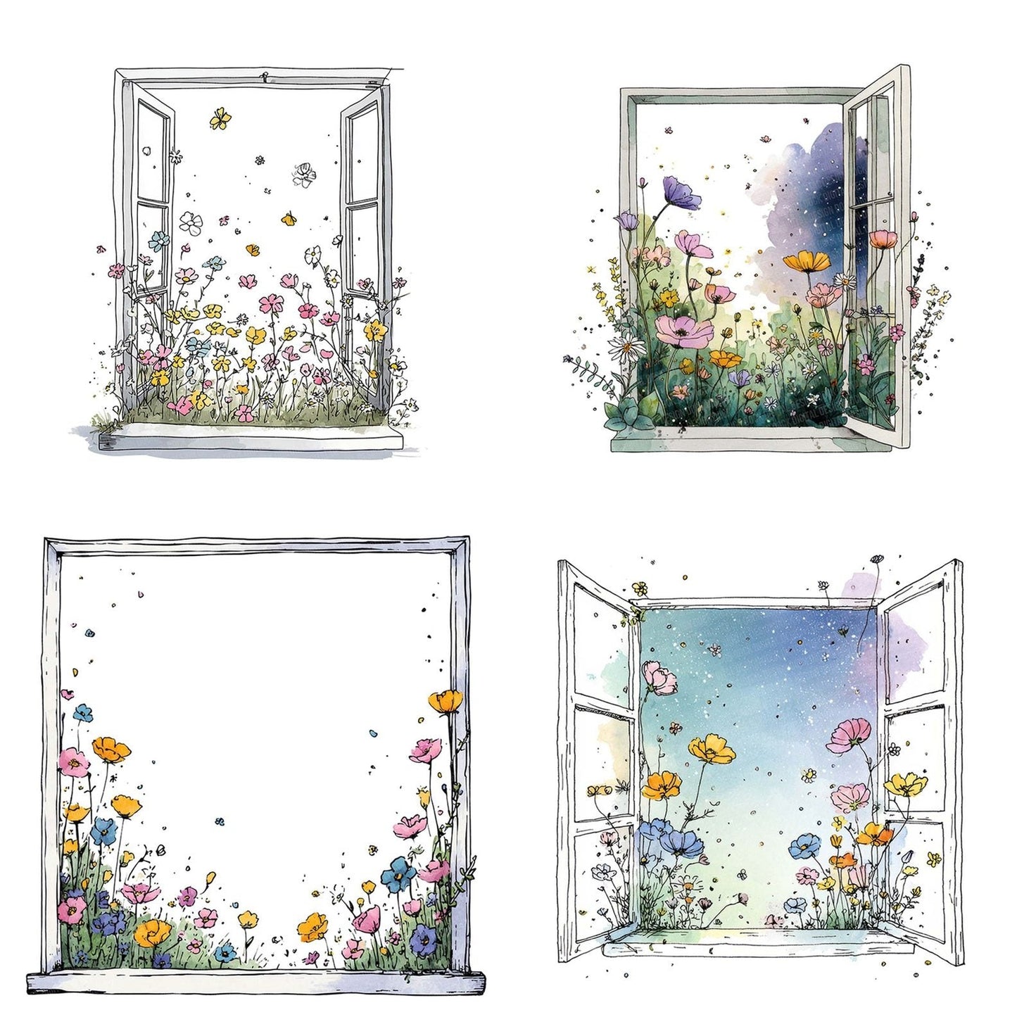 Wildflower Open Window Clipart Set (DDD007497)
