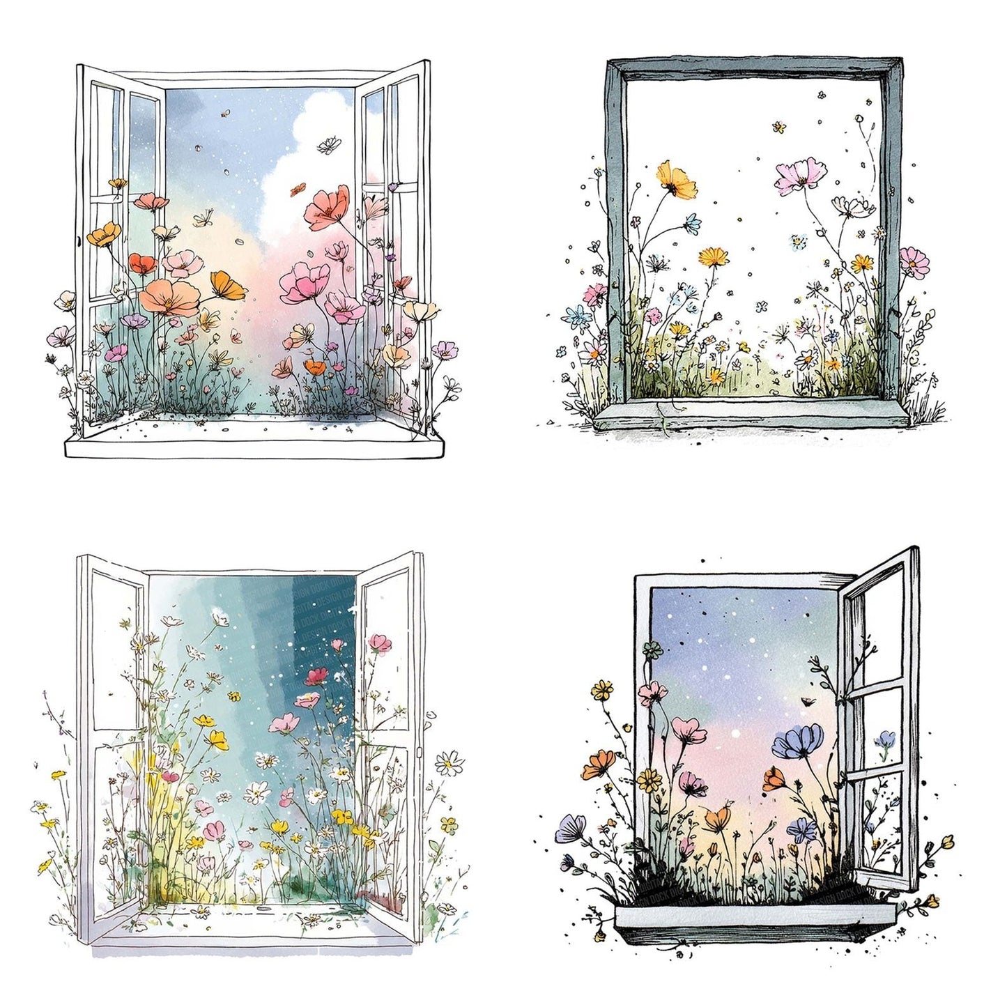 Wildflower Open Window Clipart Set (DDD007497)