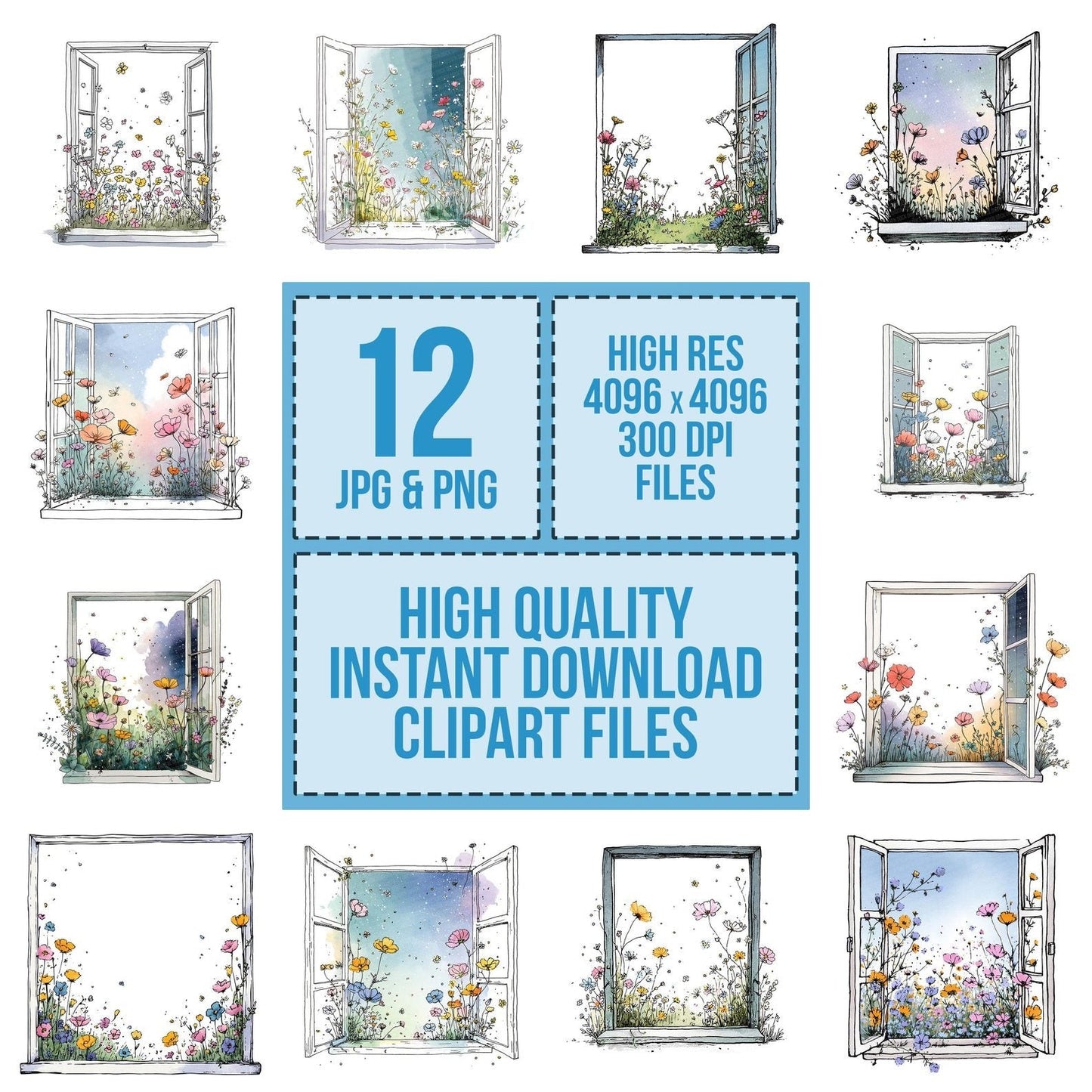Wildflower Open Window Clipart Set (DDD007497)