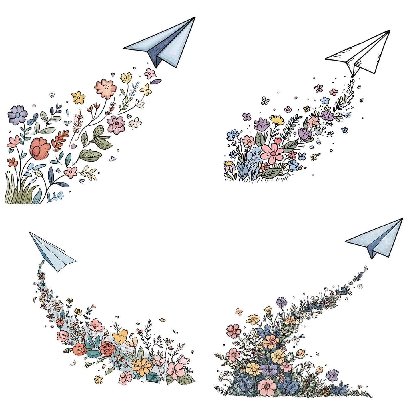 Wildflower Paper Plane Clipart Set (DDD007499)