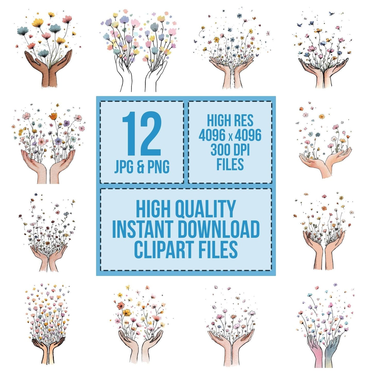 Wildflower Release Hands Clipart Set (DDD007500)