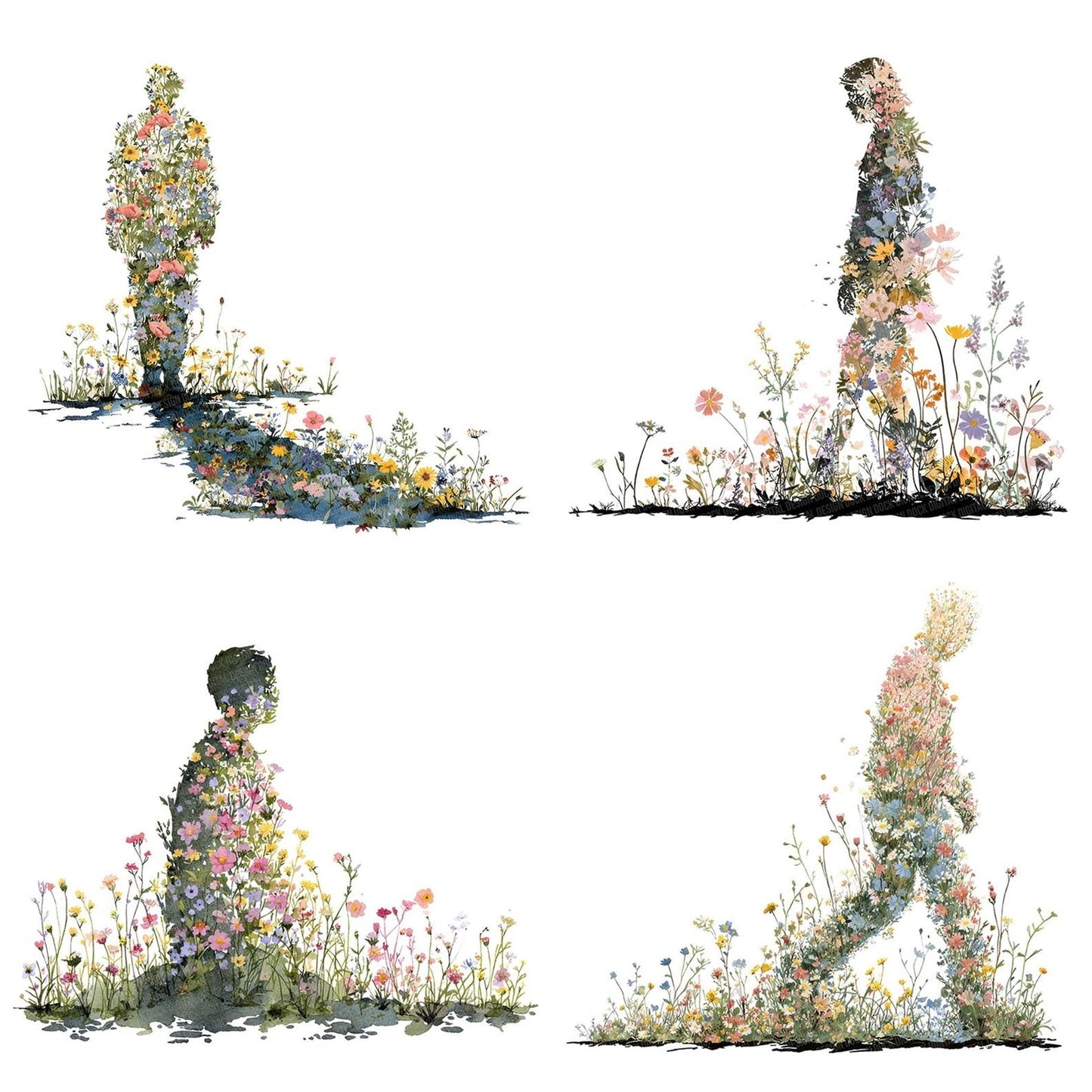 Wildflower Shadow Silhouette Clipart Set (DDD007506)