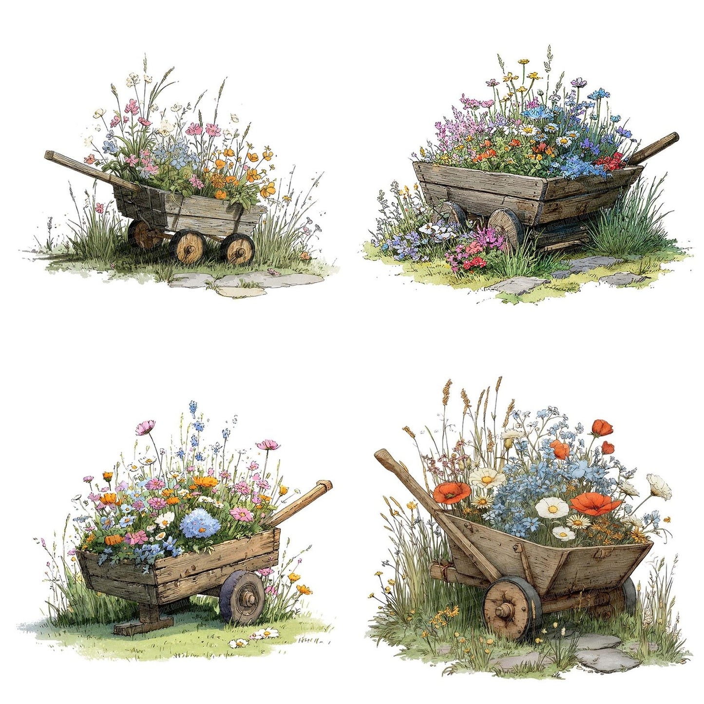 Wildflower Wheelbarrow Clipart Set (DDD007513)