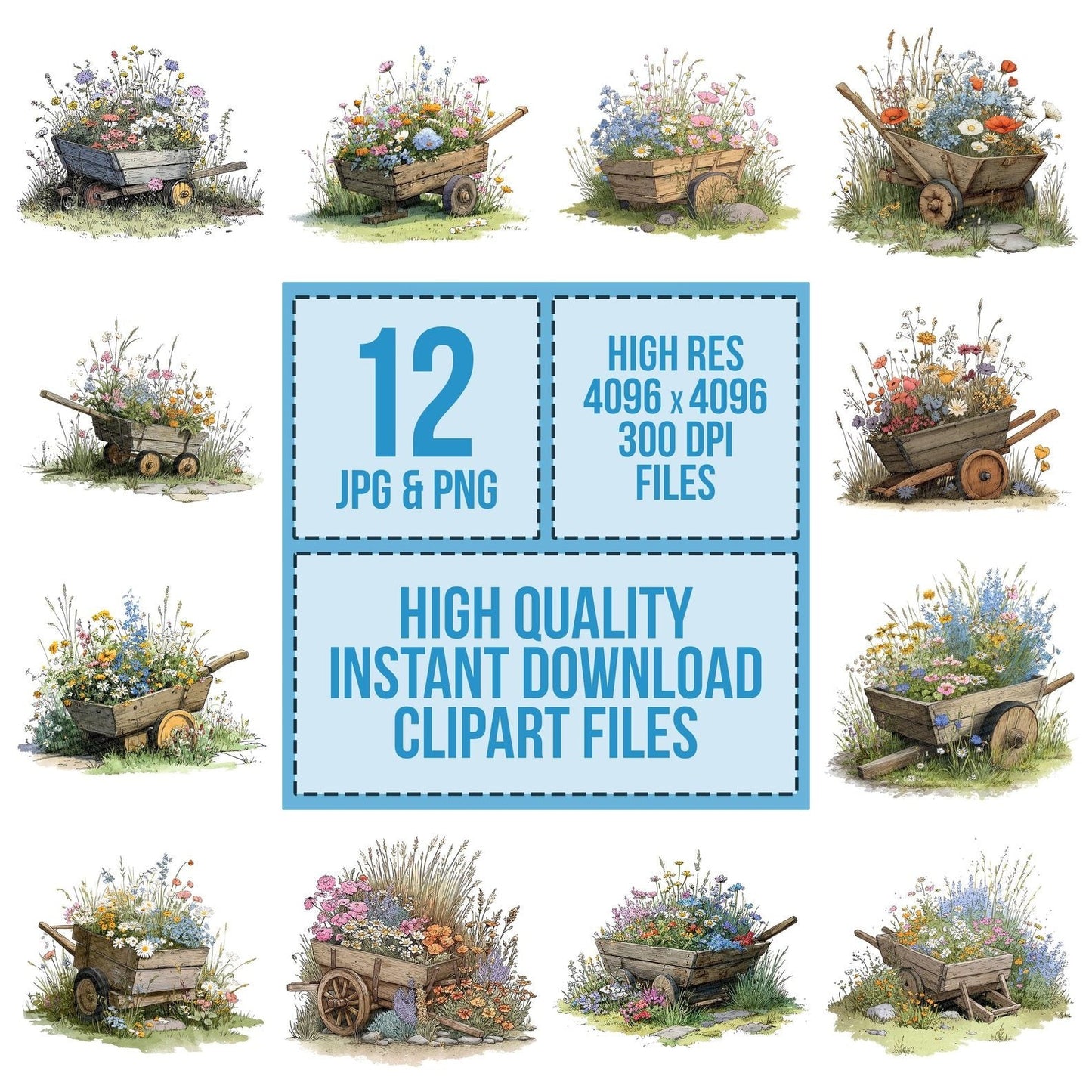 Wildflower Wheelbarrow Clipart Set (DDD007513)