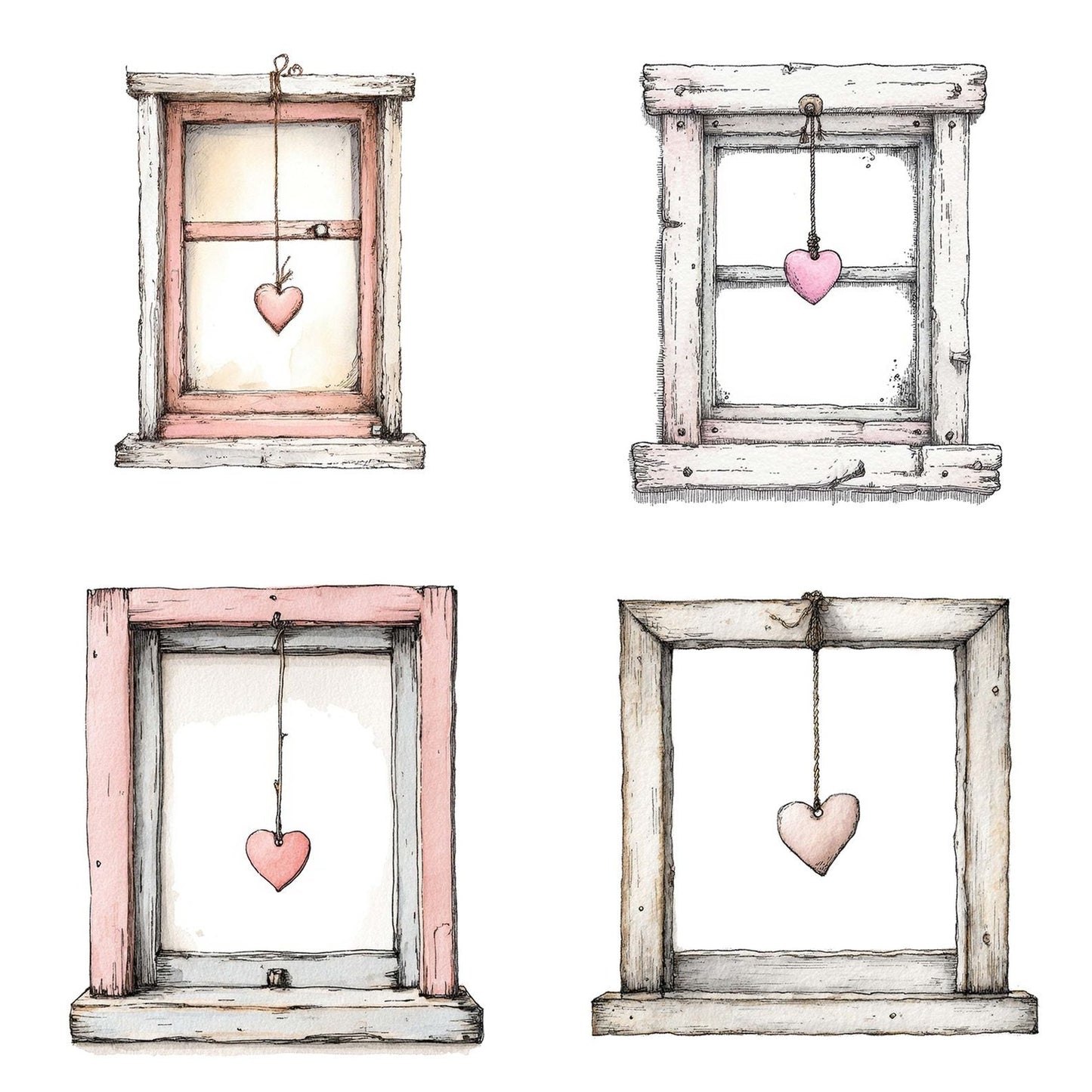 Window Hanging Heart Clipart Set (DDD007517)