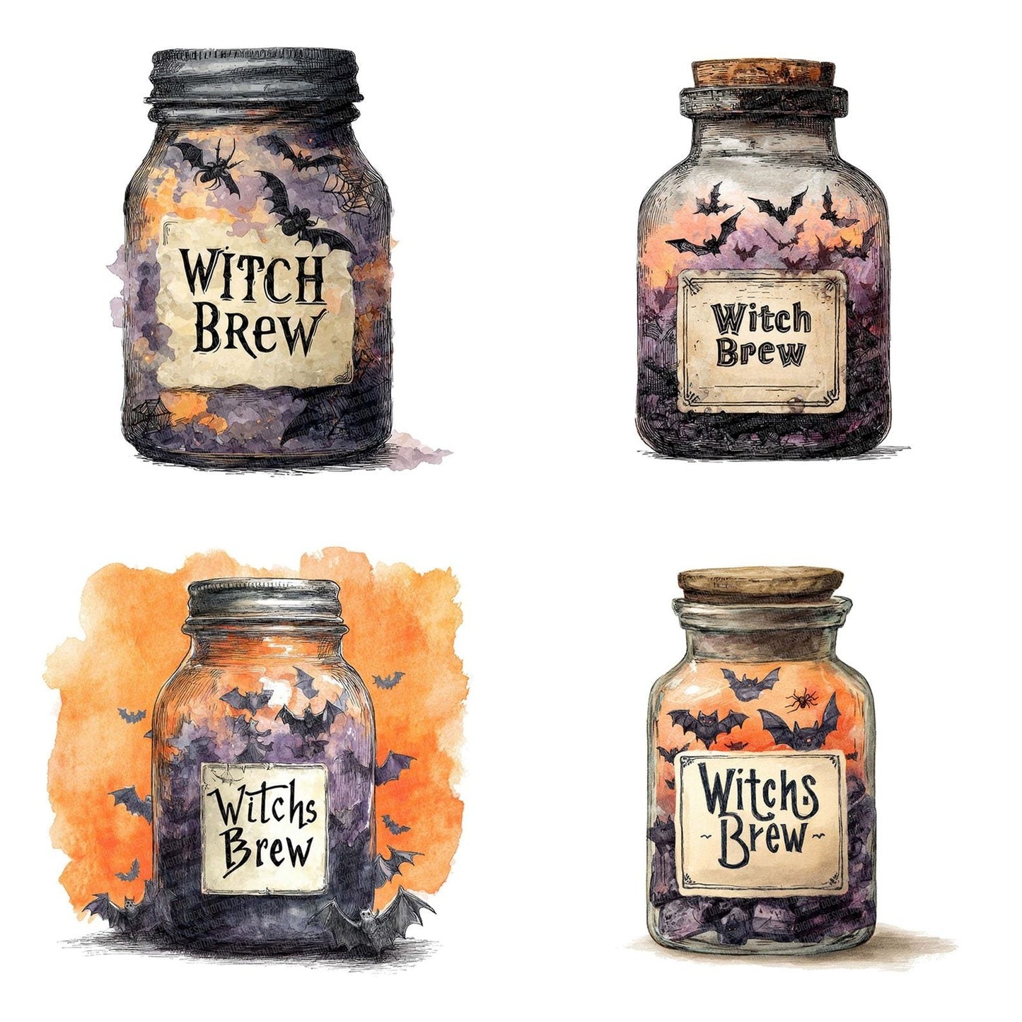 Witchs Brew Halloween Jar Clipart Set (DDD007528)